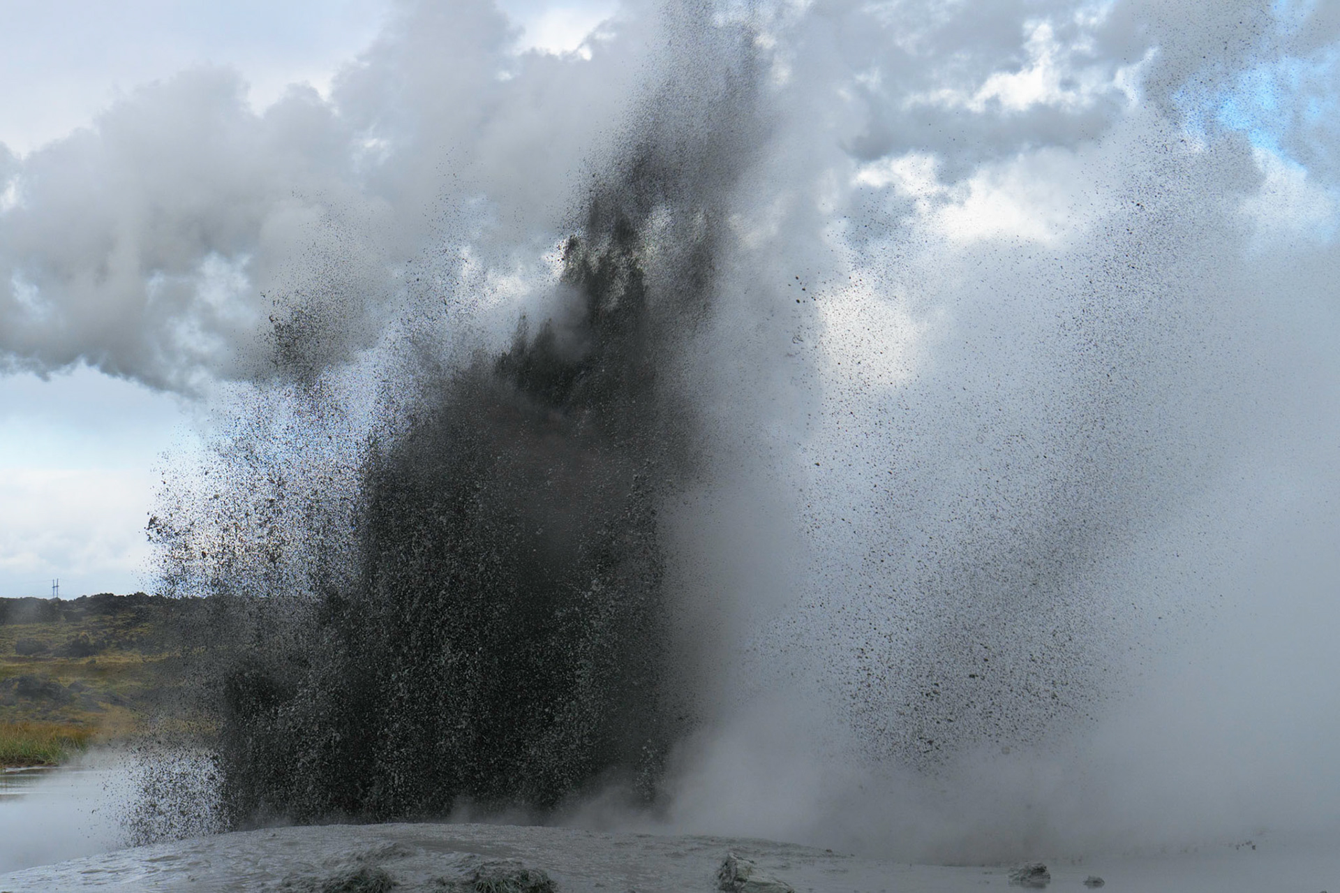 Geyser on Mountain Hengill, Iceland
