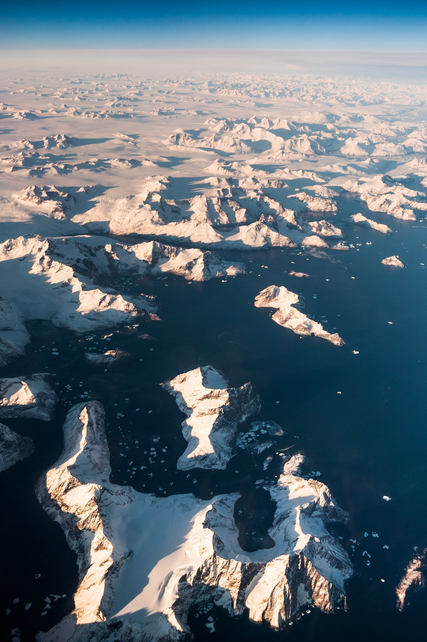 Southeast Greenland from 34,000 Feet