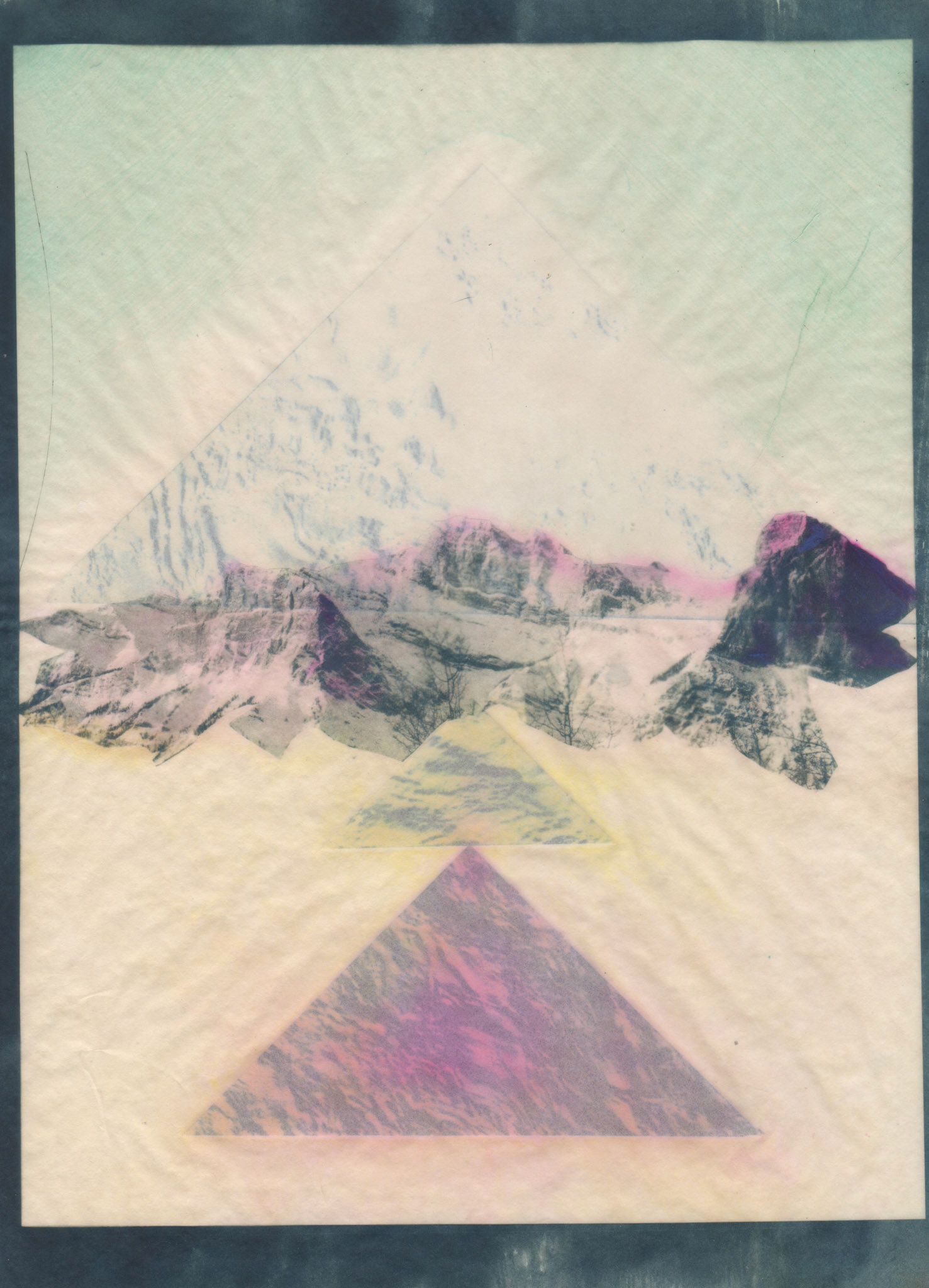 screen print and watercolor