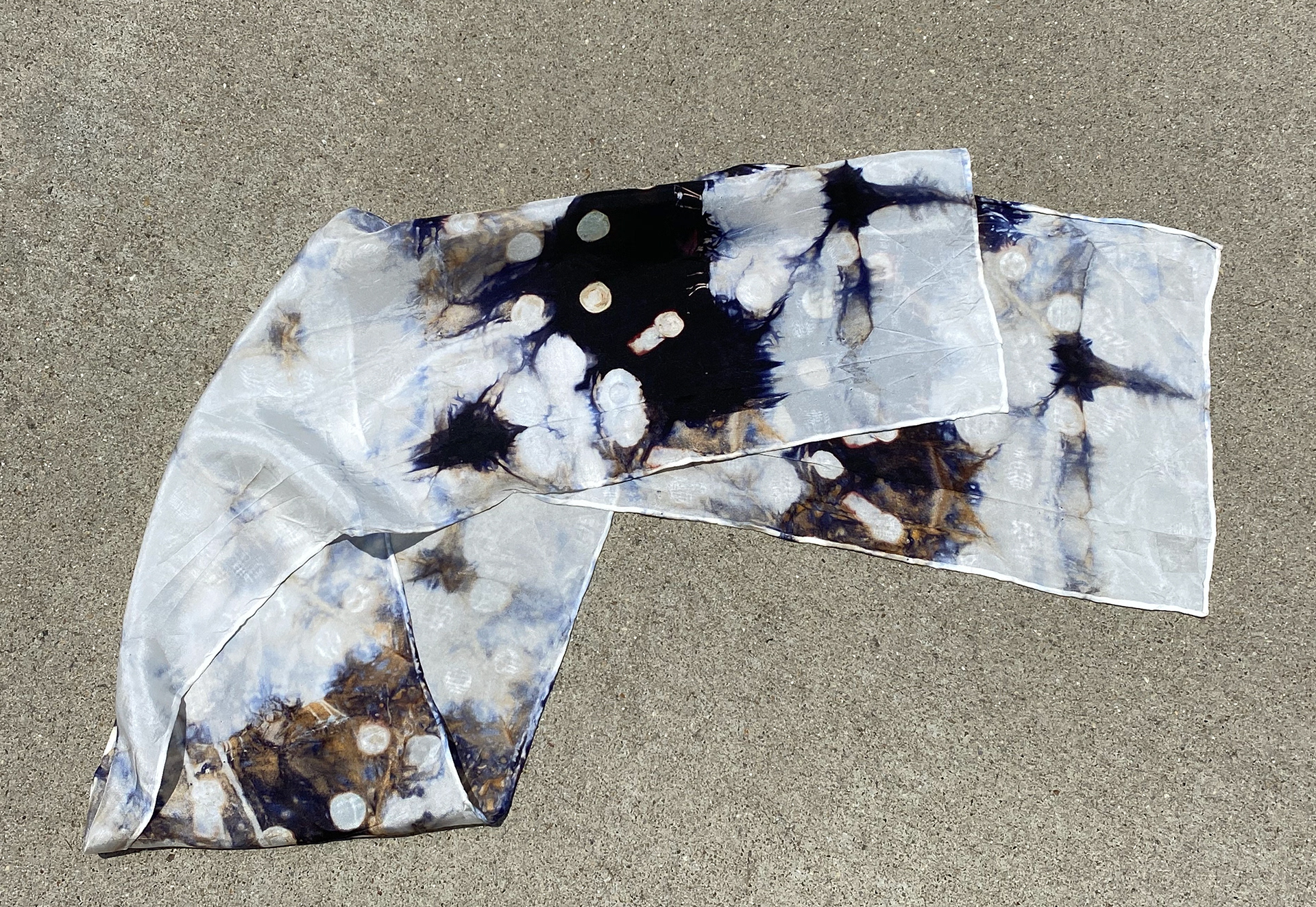 Hand Dyed Acid Resist on Silk