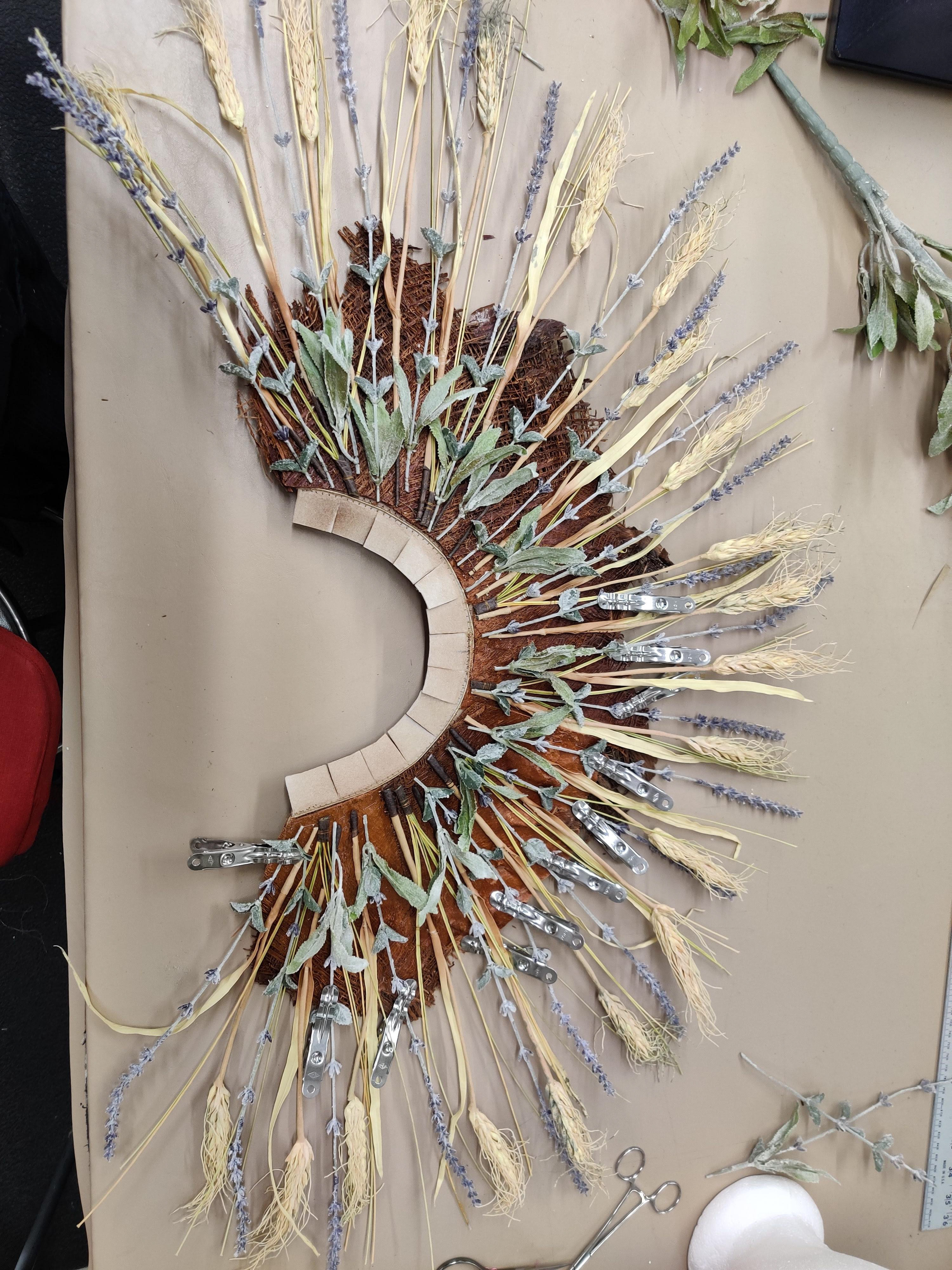 Layers adding to a fosshape base to create the Harvest king and queen crowns