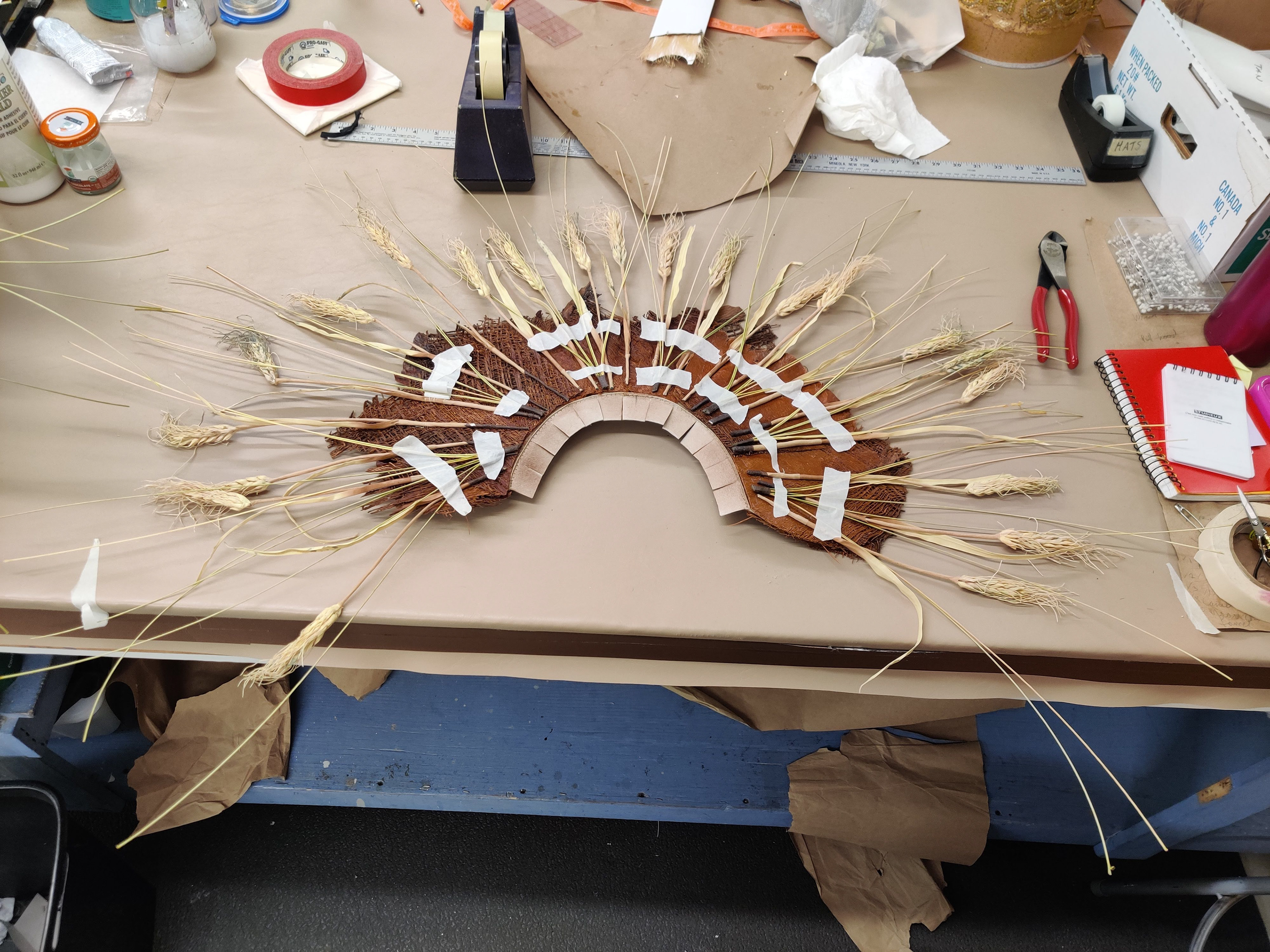 Layers adding to a fosshape base to create the Harvest king and queen crowns
