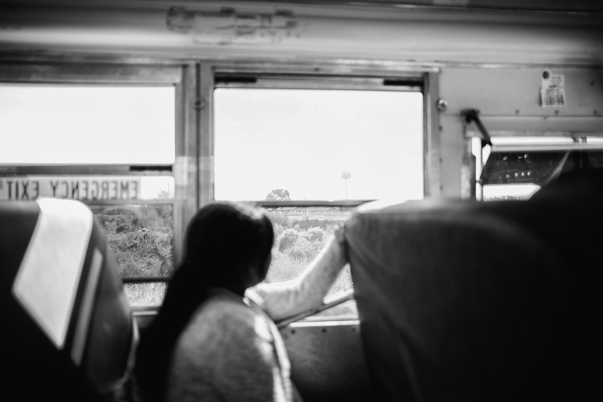 Child on school bus.