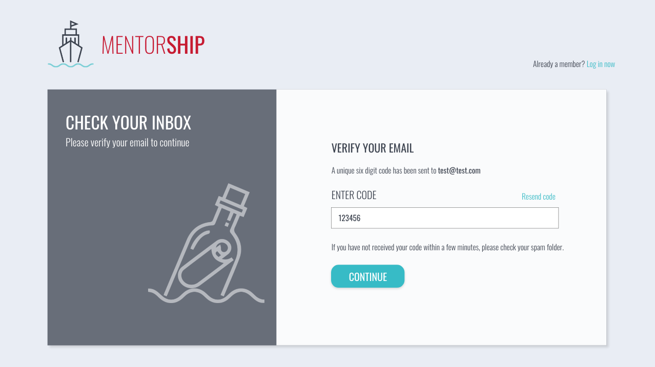 EMAIL VERIFICATION SCREEN