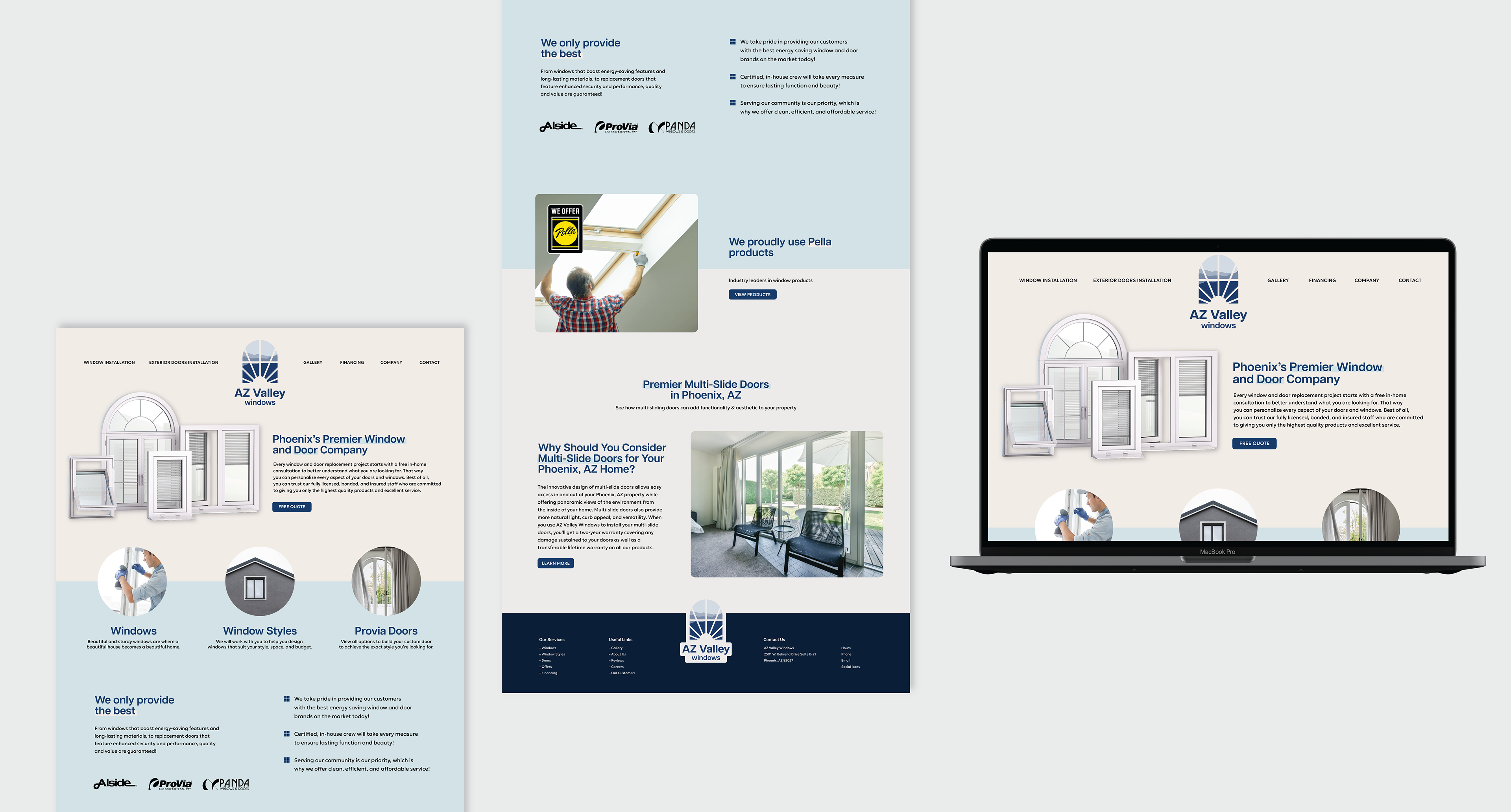 Arizona Valley Windows website redesign. The client wanted a modern, sleek site and a new logo to go along with it, 2023.