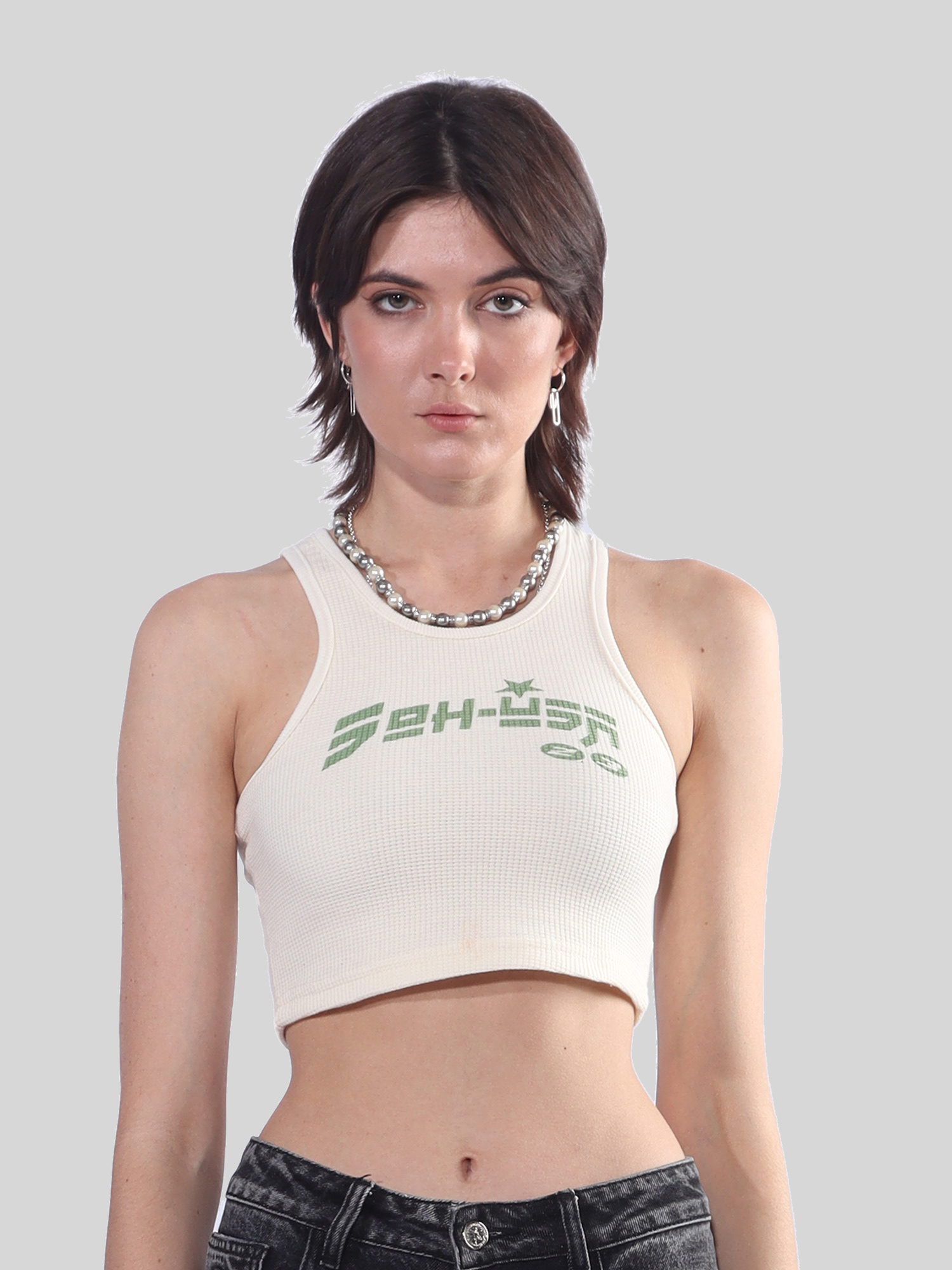SOH-USA logo waffle fabric croptop