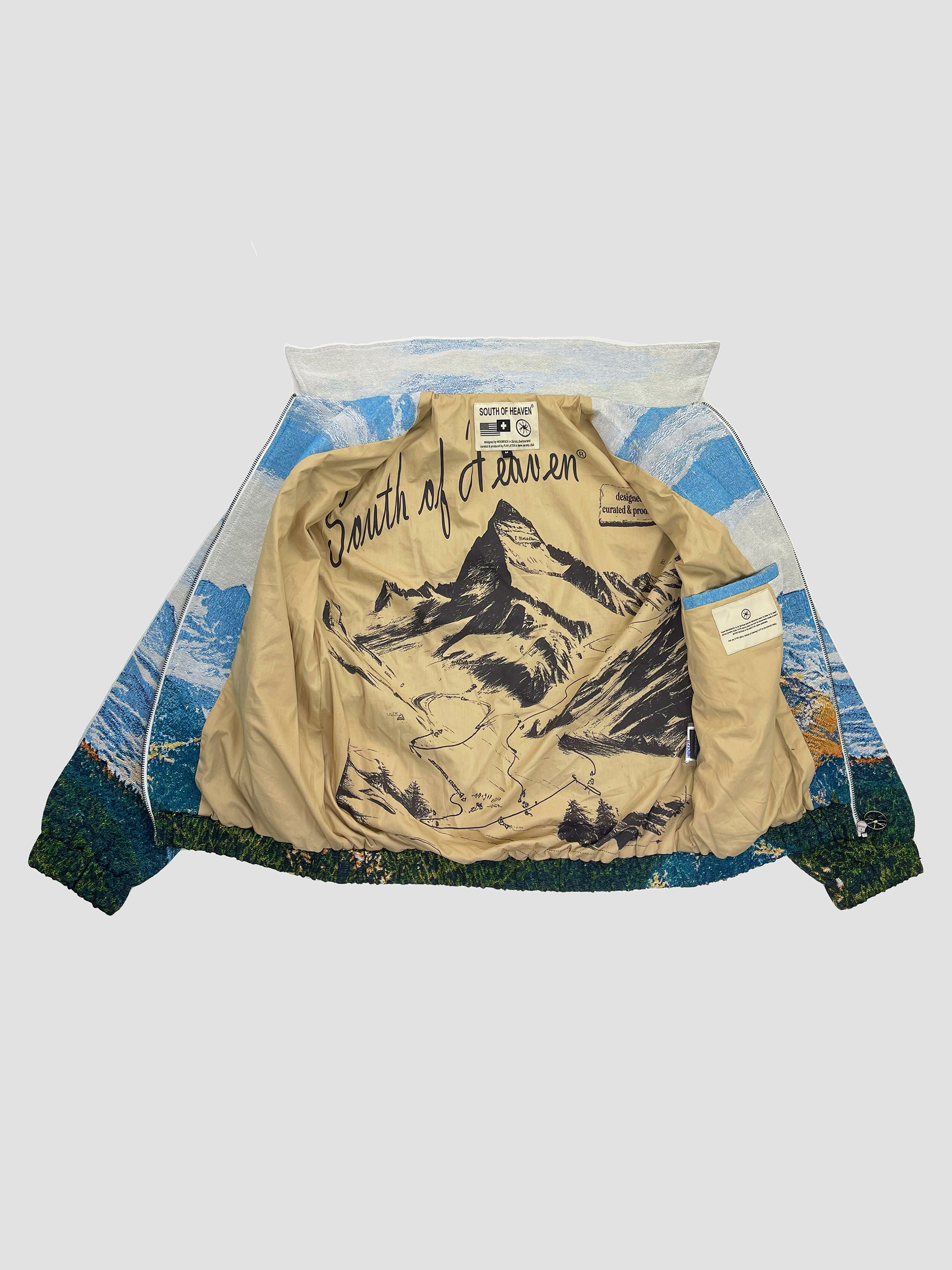 Matterhorn Sky Slopes map - Custom inside Cotton Lining with Woven Labels