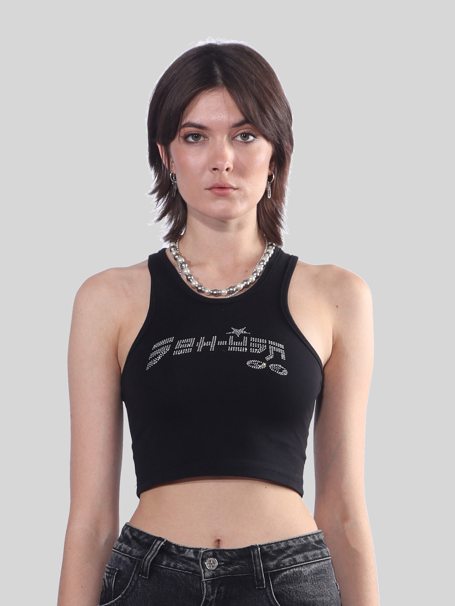 SOH-USA logo rhinestone croptop