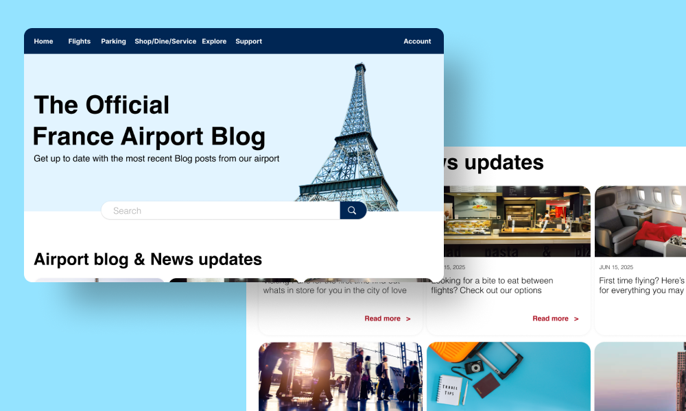 This was an assignment I took for a UI/UX class where I was tasked with creating a blog for an airport