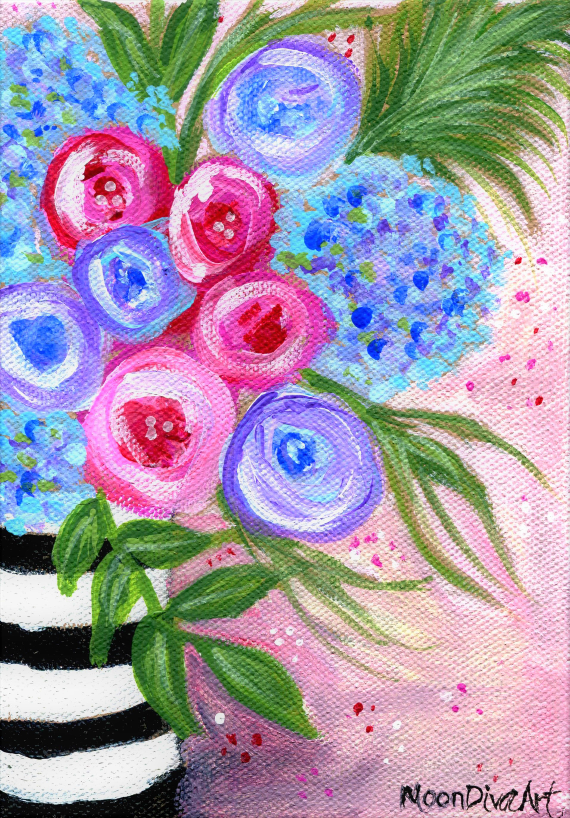 Stipes and Flowers - acrylic