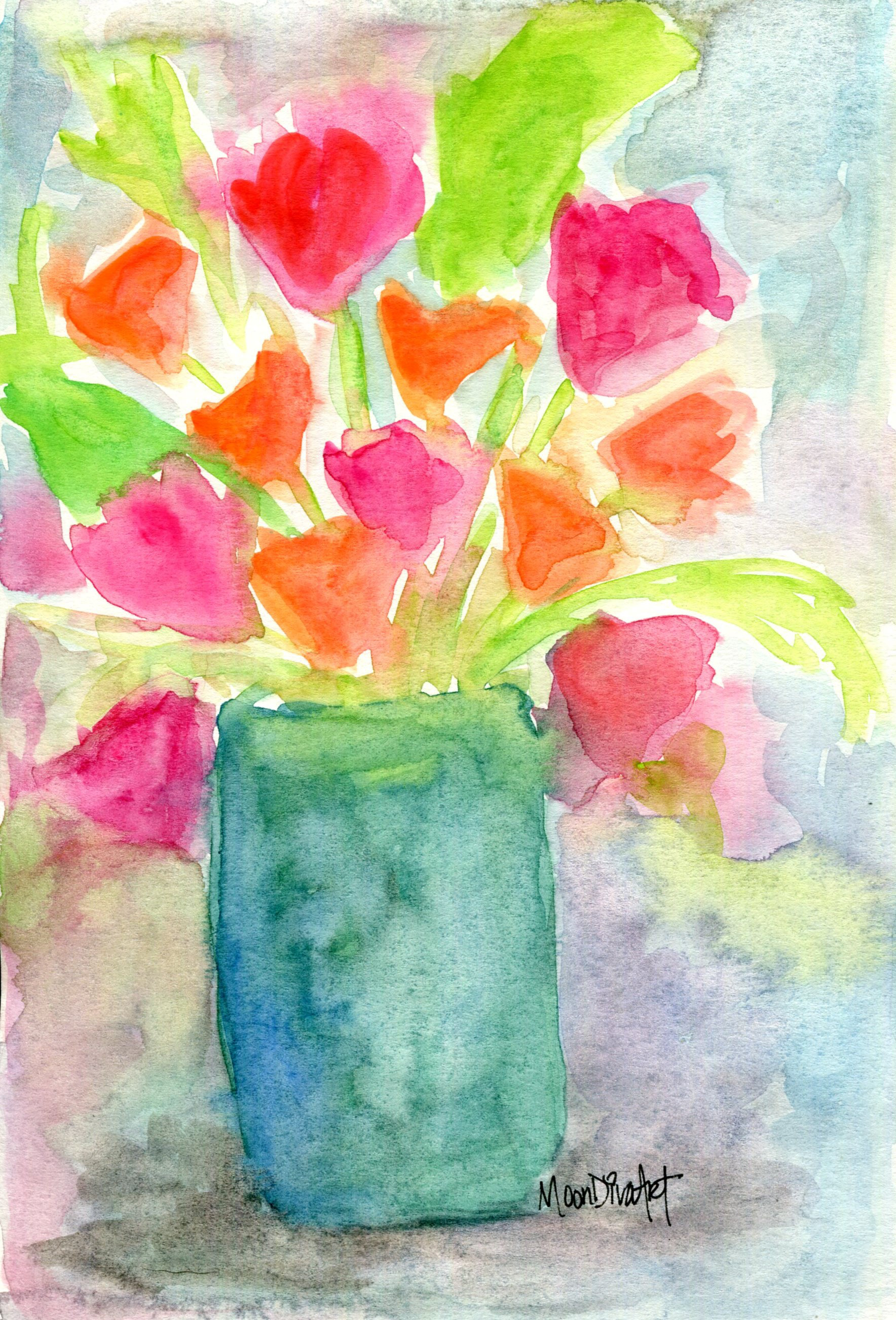 Happy Flowers - watercolor