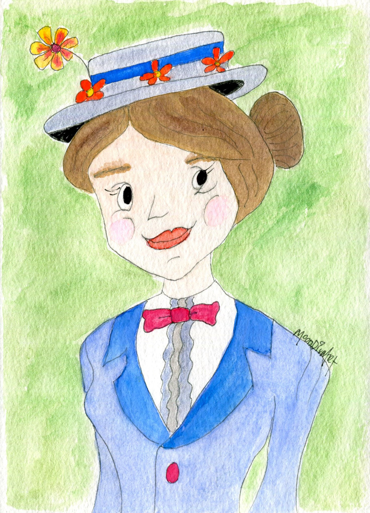 Ms. Poppins - watercolor