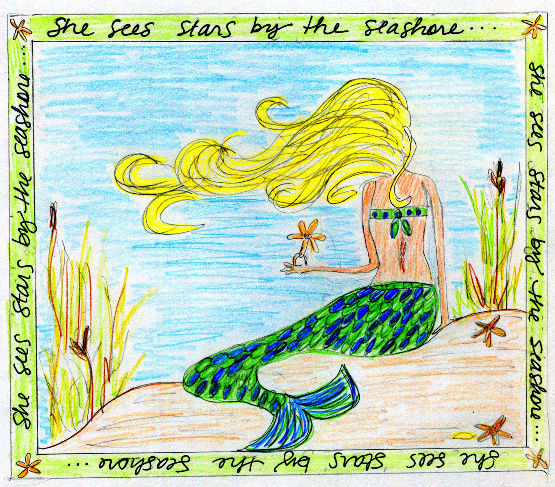 Mermaid Dreams - colored pencils