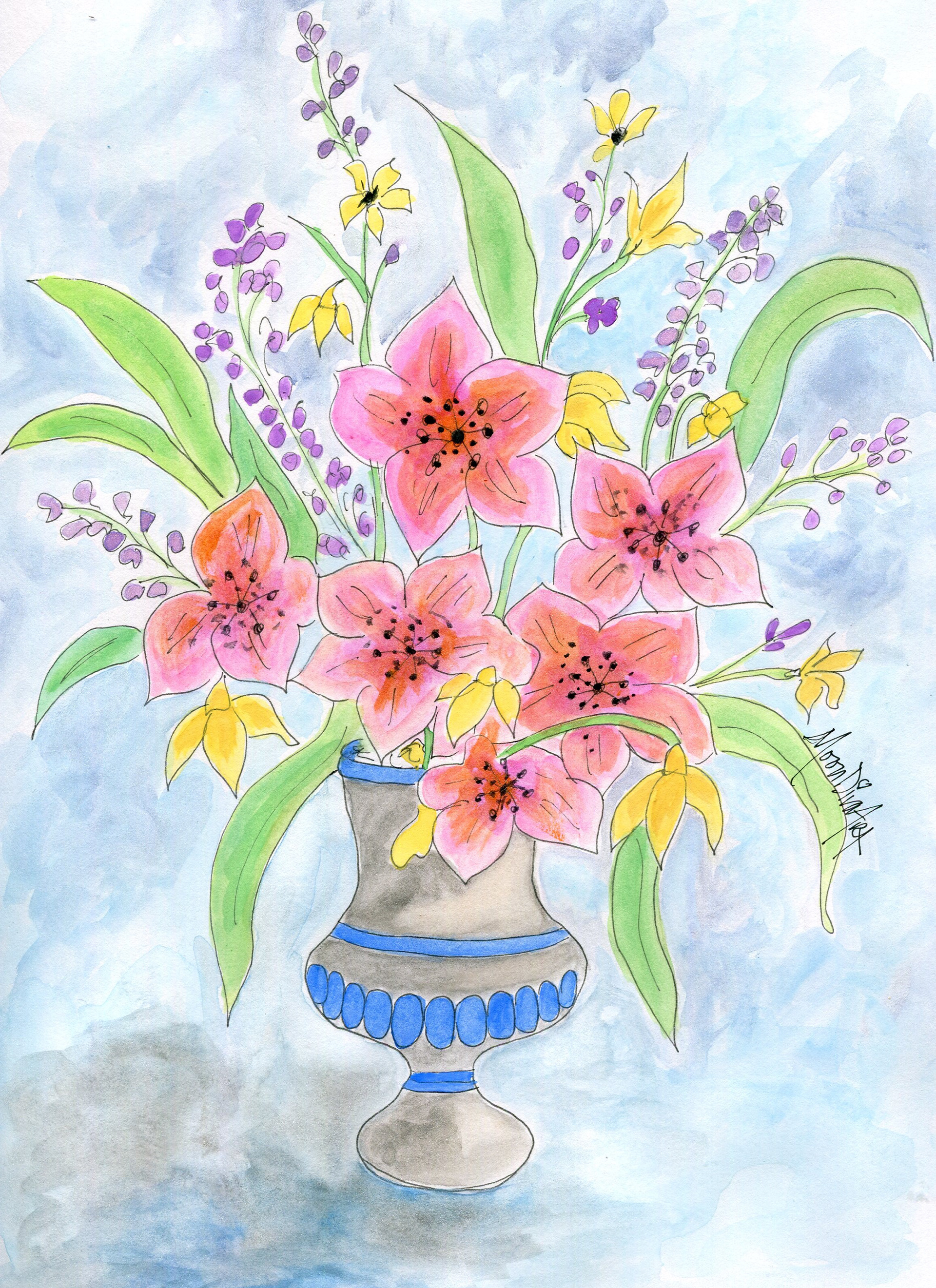 Elegant Flowers - watercolor