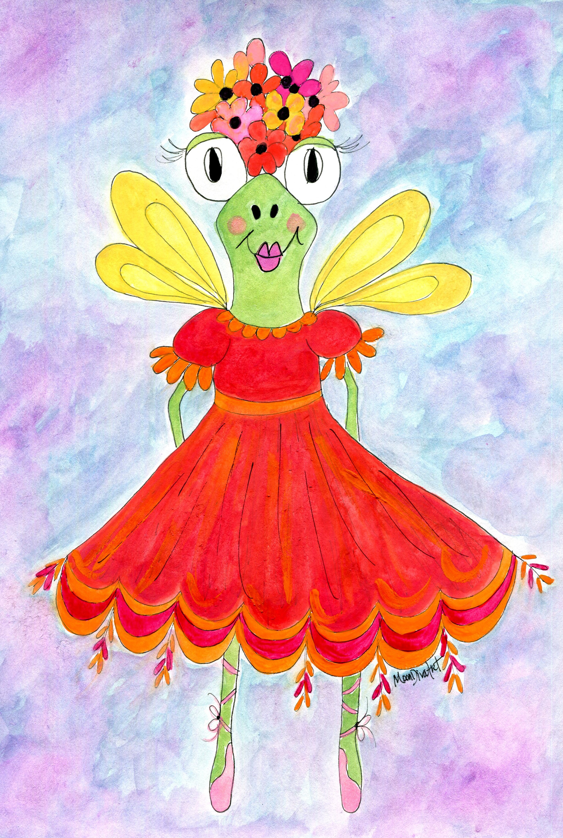 Frida the Frog Fairy - watercolor