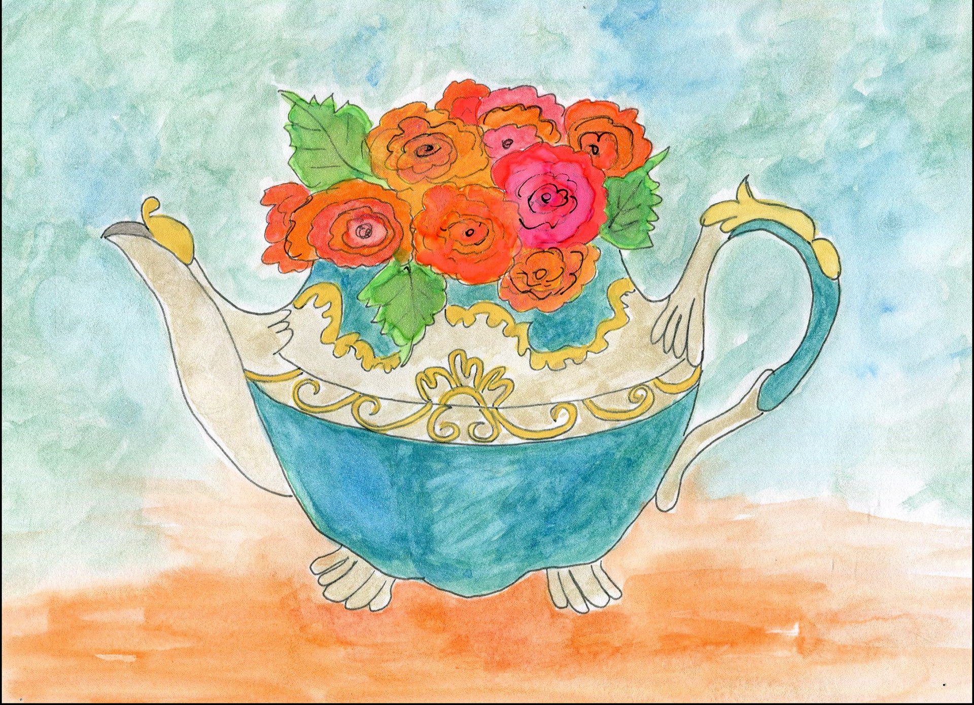 Spot 'o tea - watercolor