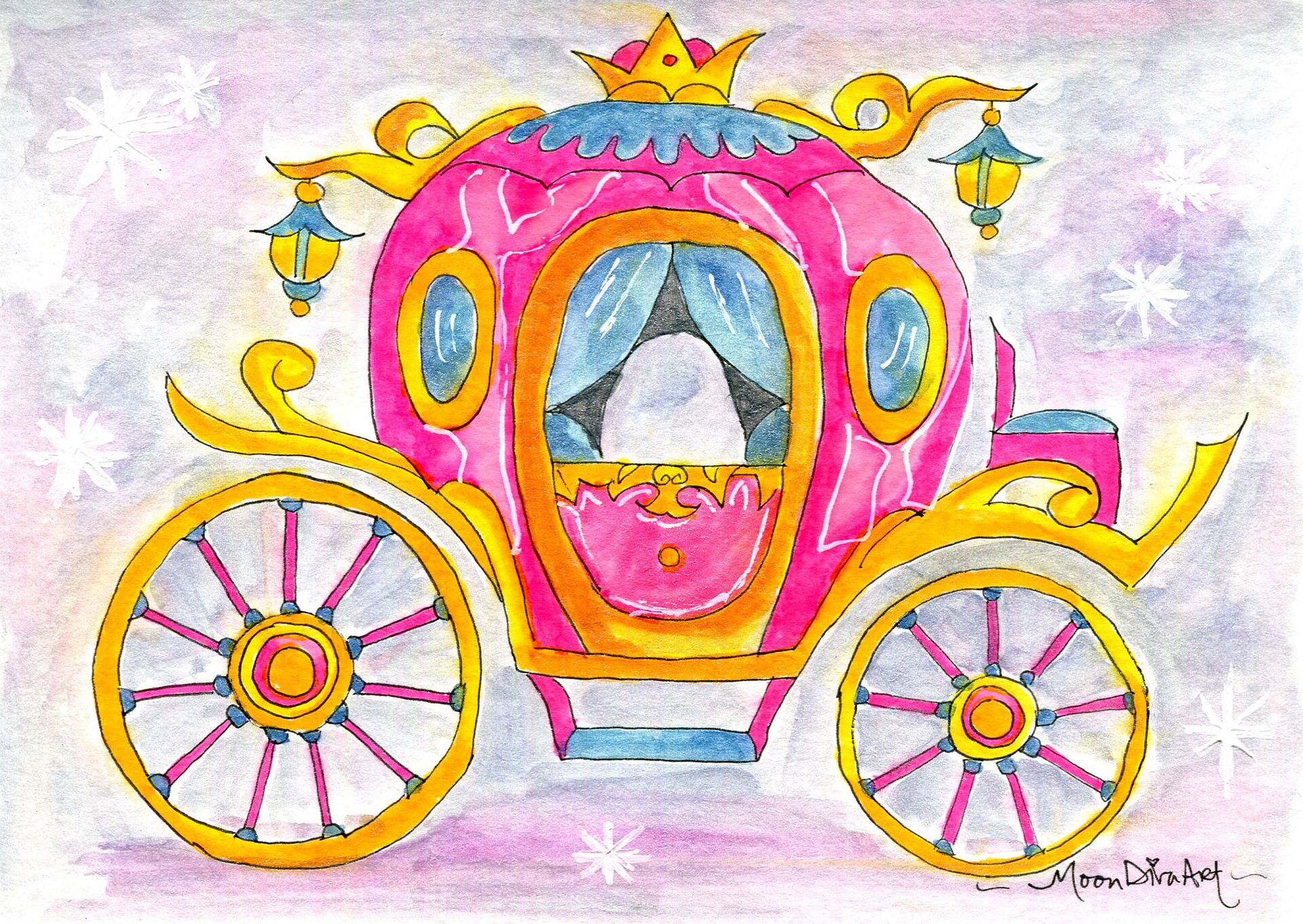 Cinderellies Coach - watercolor