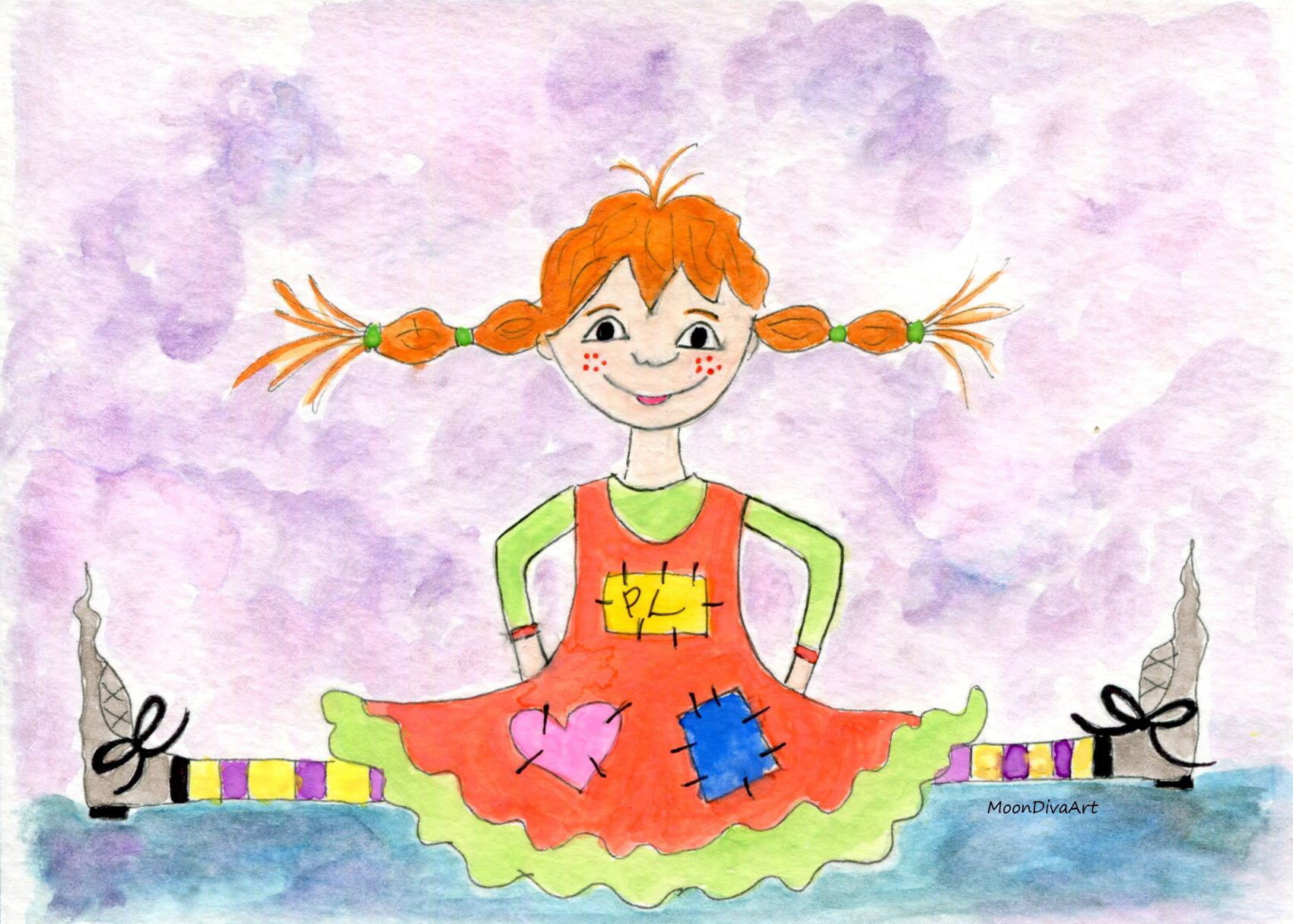Pippi - watercolor