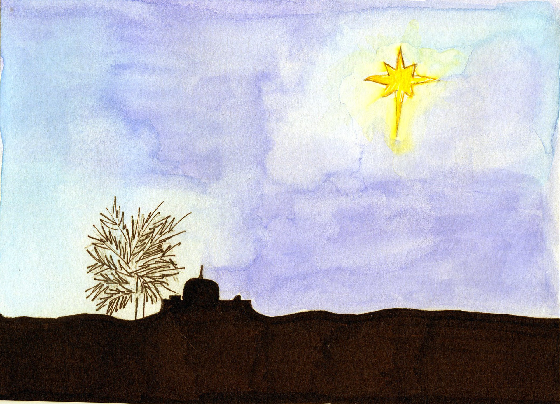 Silent Night - watercolor