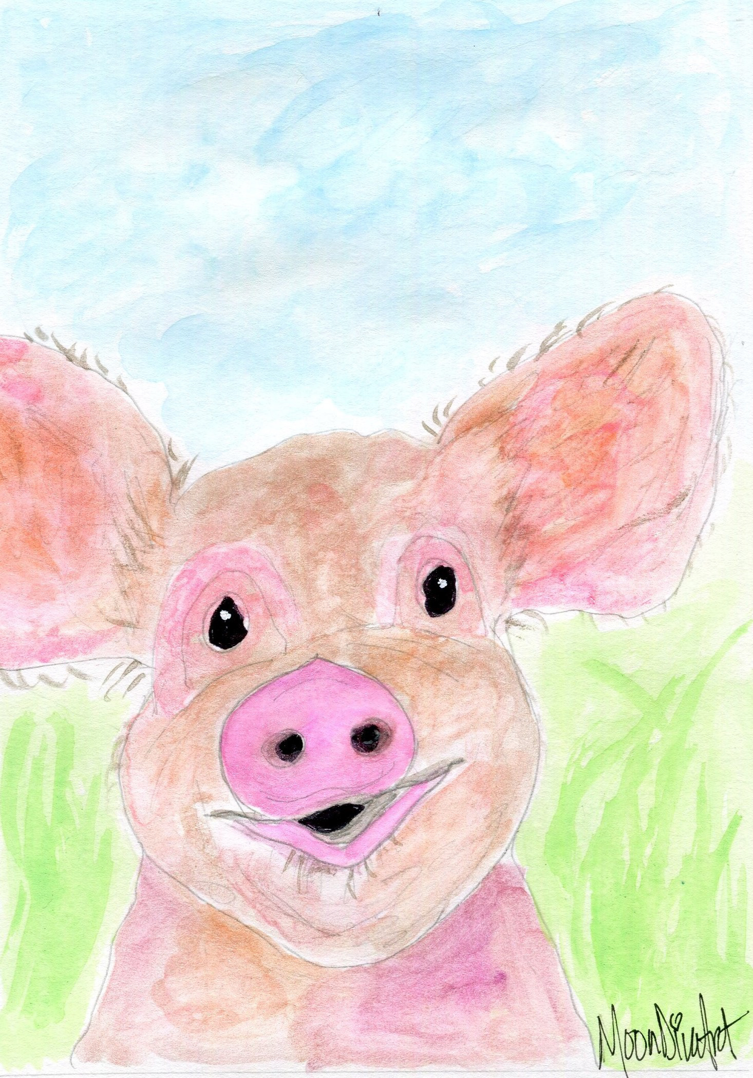 Oinky Poinky - watercolor