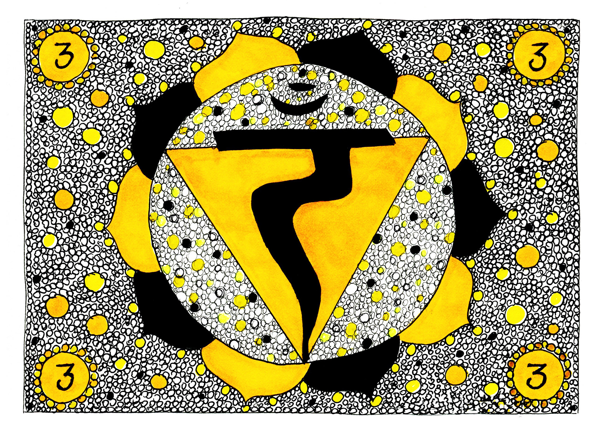 Chakra Circle - Solar Plexis - ink and marker