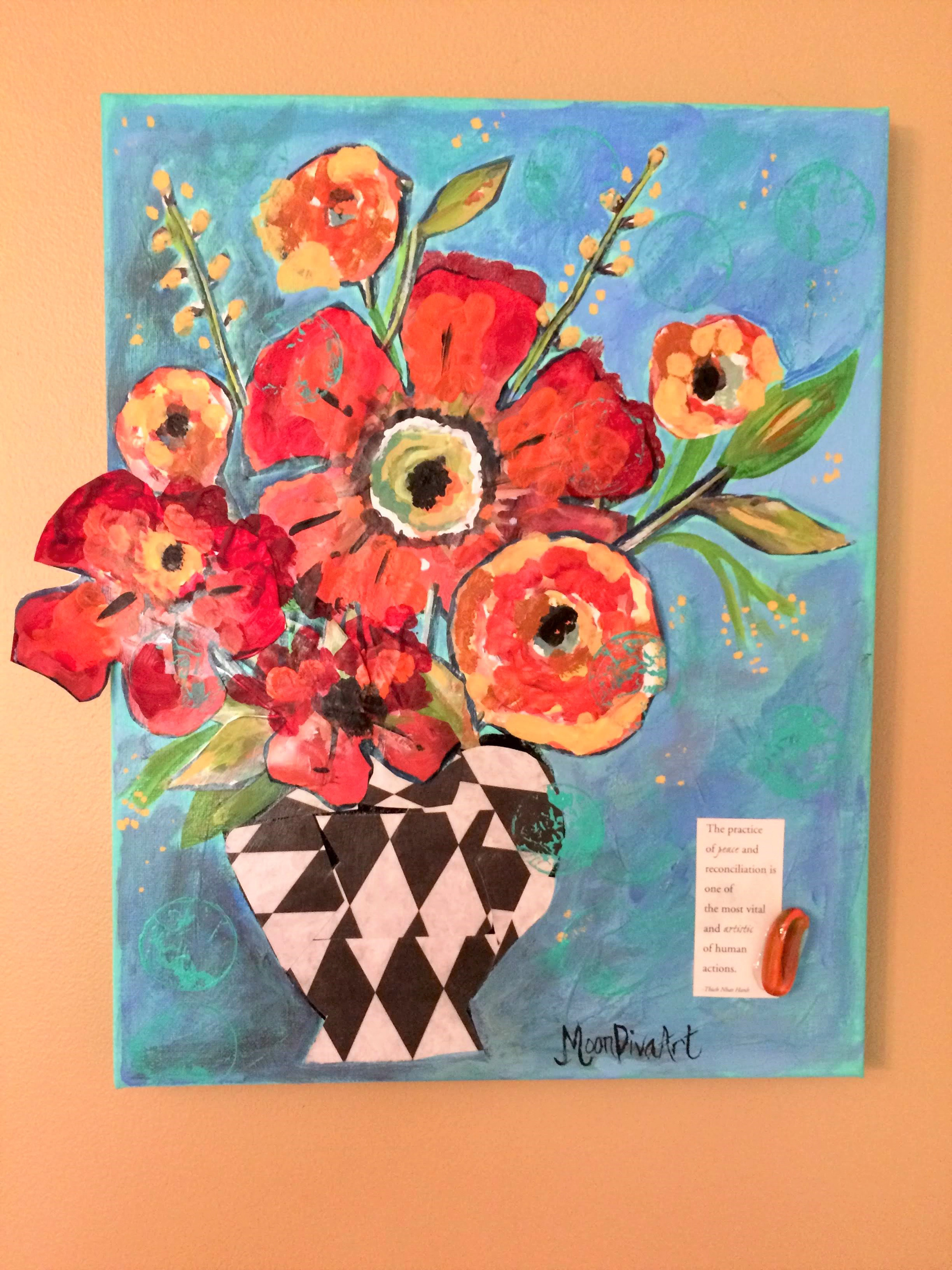 Collage Flowers - mixed media