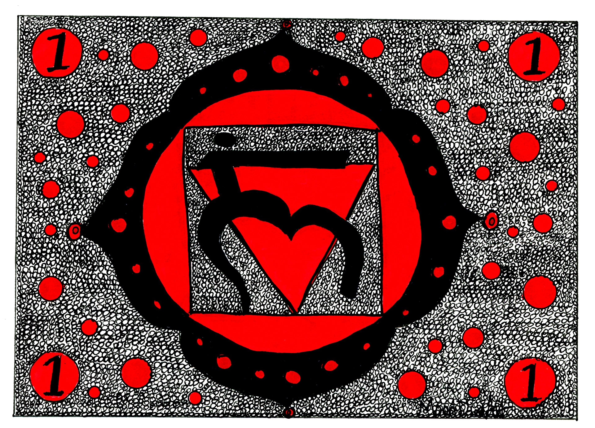 Chakra Circle - Root - ink and marker