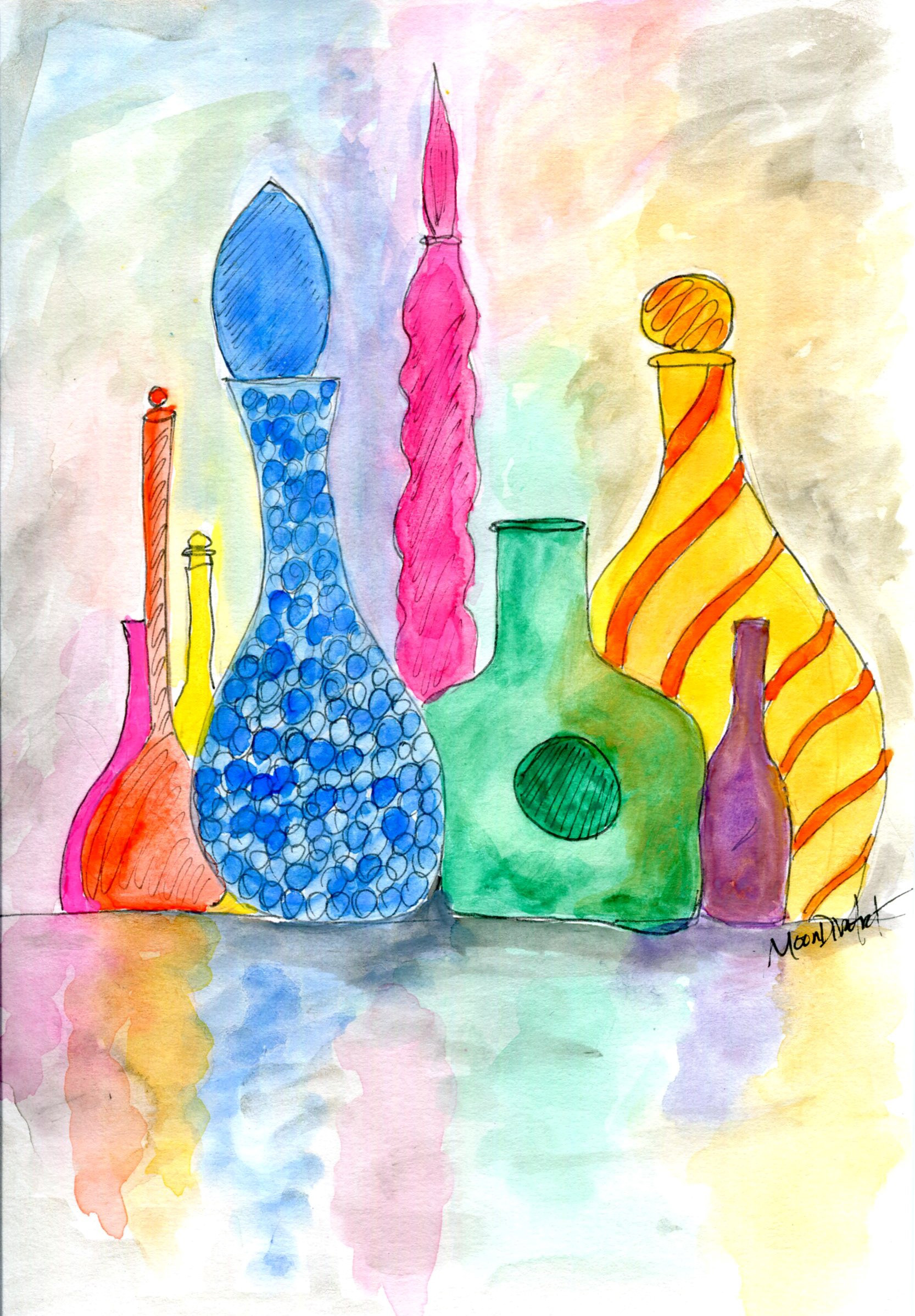 Bottles - watercolor