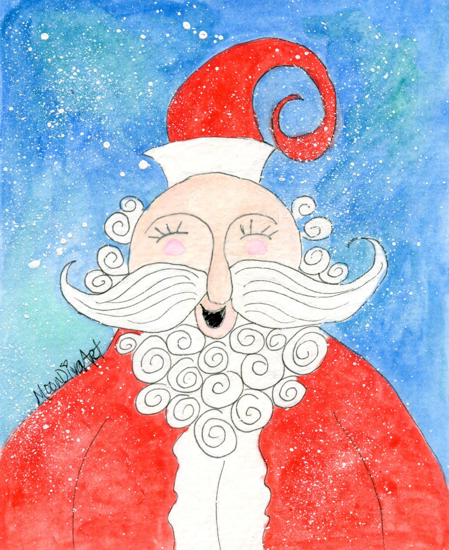Jolly Ole St. Nick - watercolor