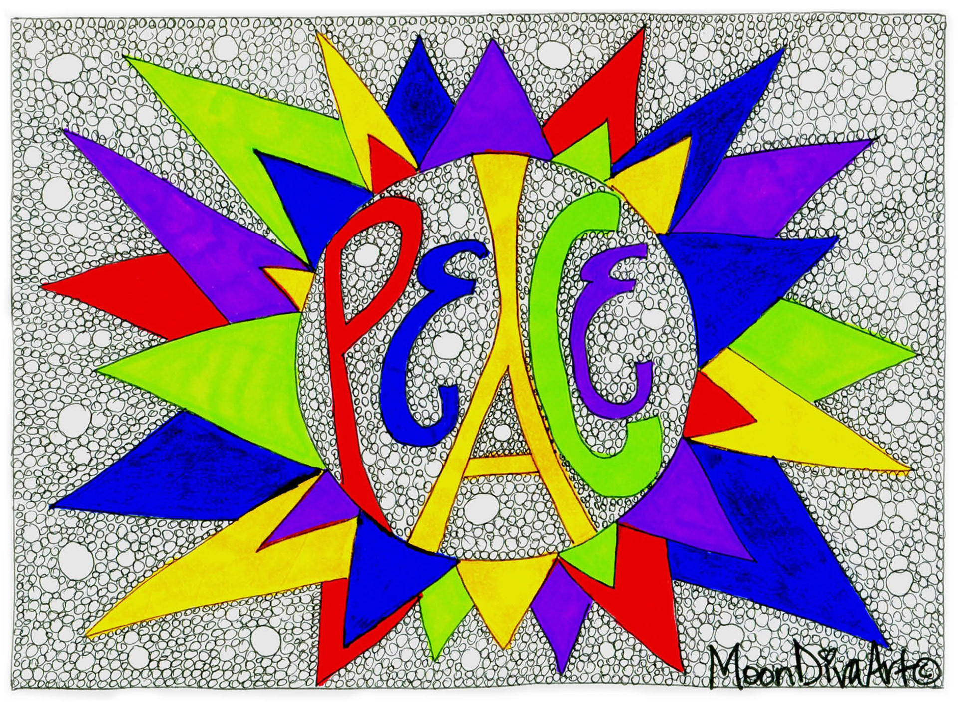 Circle 6 - Peace - ink and marker