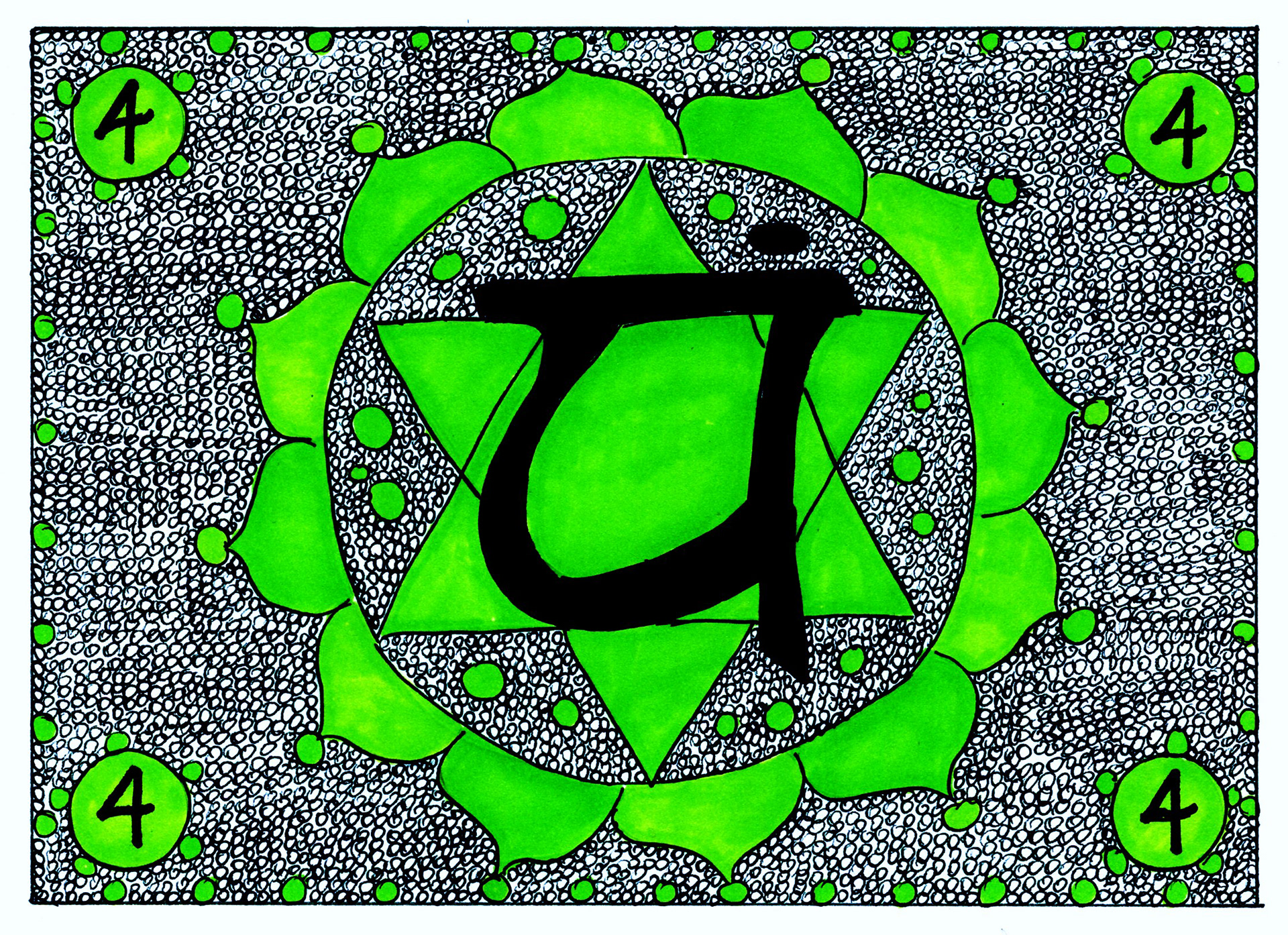 Chakra Circle - Heart - ink and marker