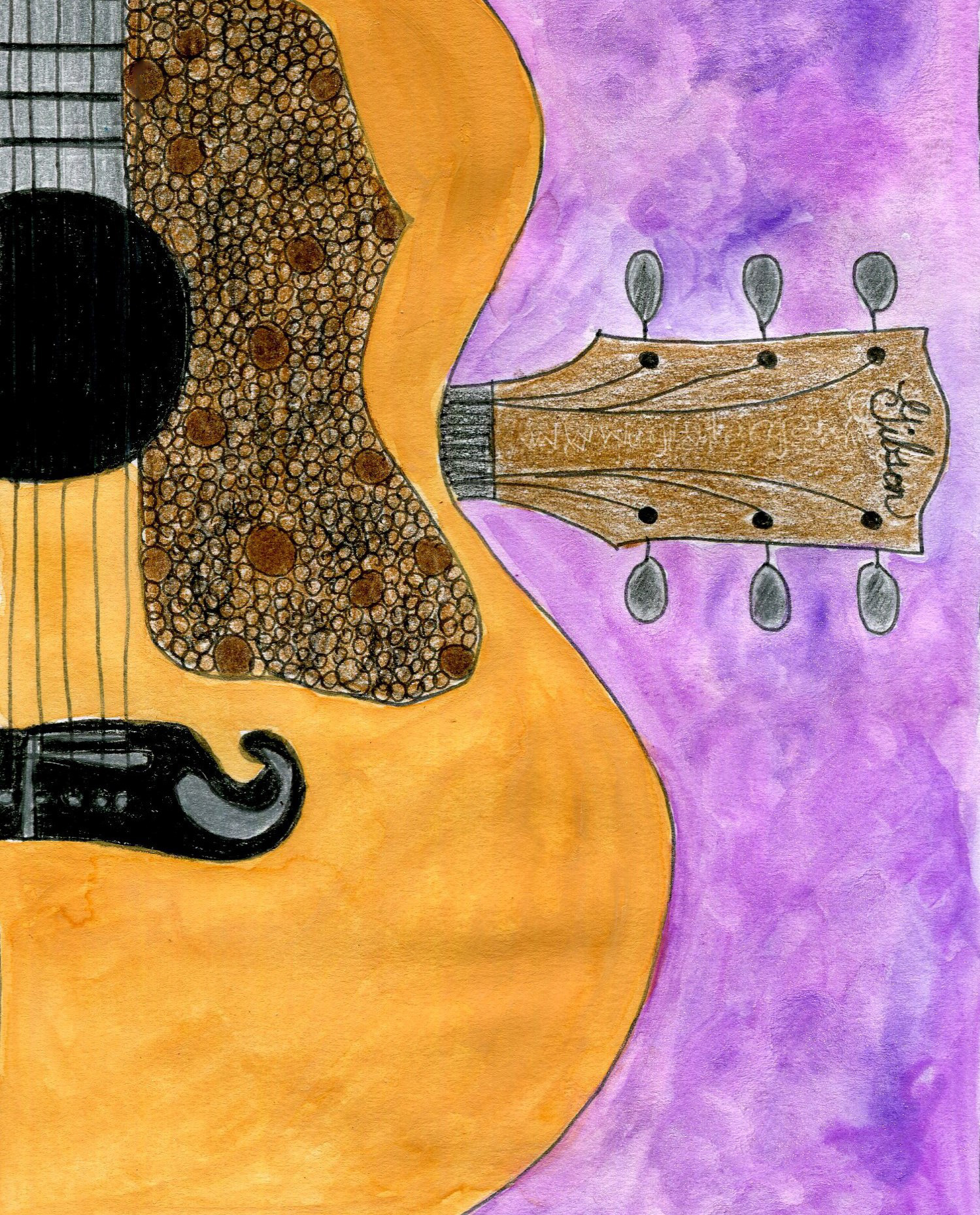 Guitar Man - watercolor