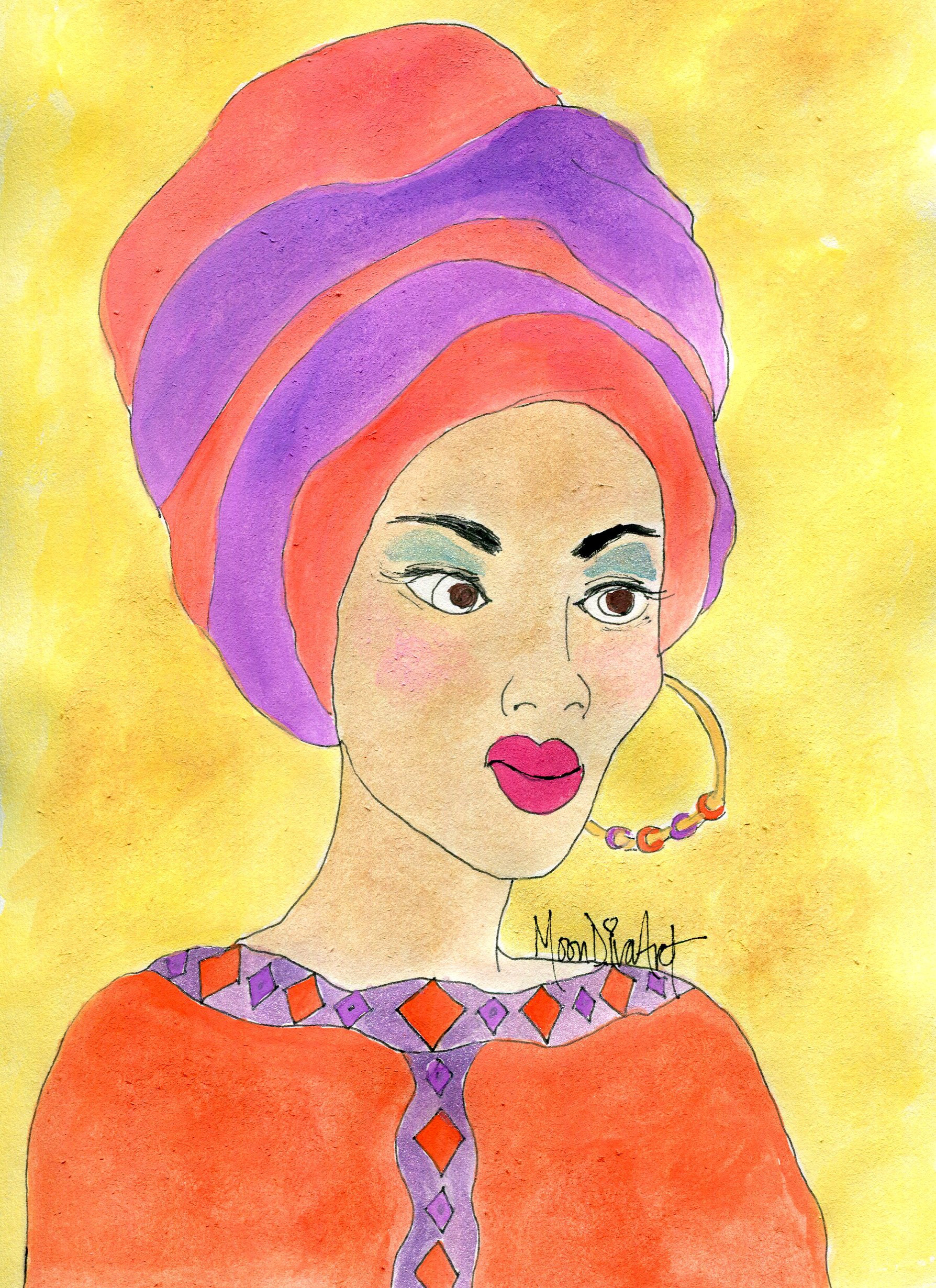 African Queen - watercolor