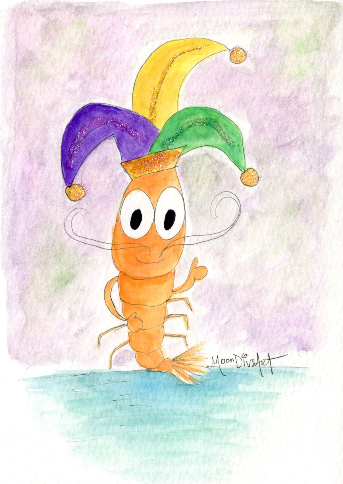 Le Shrimp - watercolor