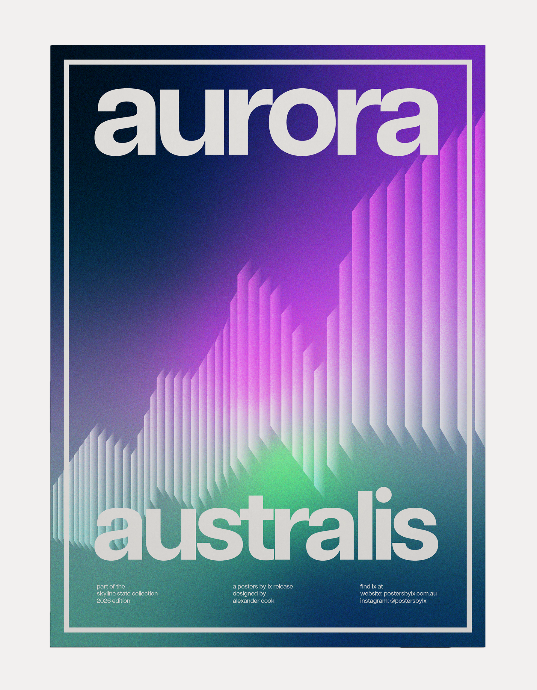 Close-up shot of the Aurora Australis print, printed on Ilford Smooth Pearl paper, showcasing the premium matte texture and print quality.