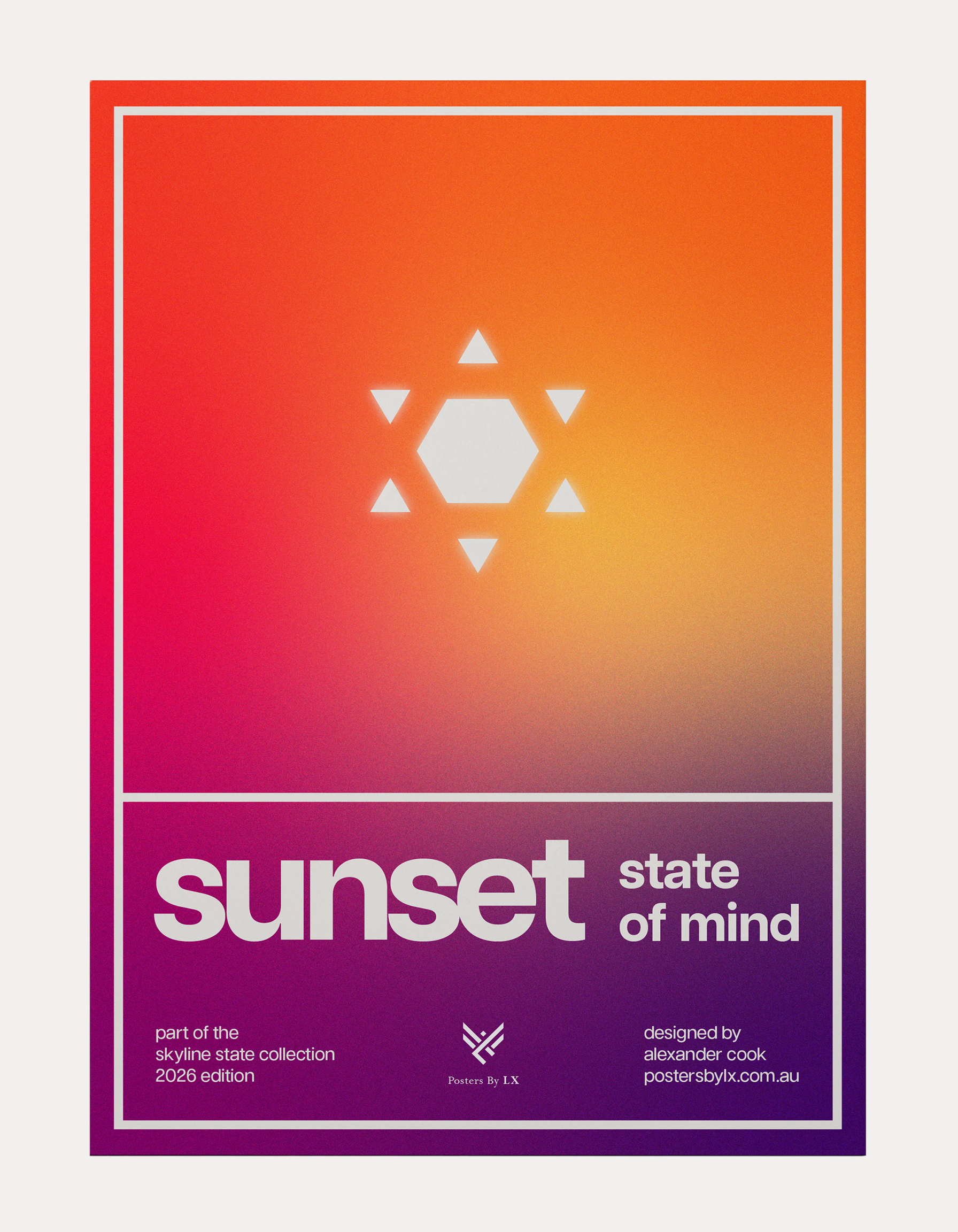 Close-up shot of the Sunset State of Mind print, printed on Ilford Smooth Pearl paper, showcasing the premium matte texture and print quality.