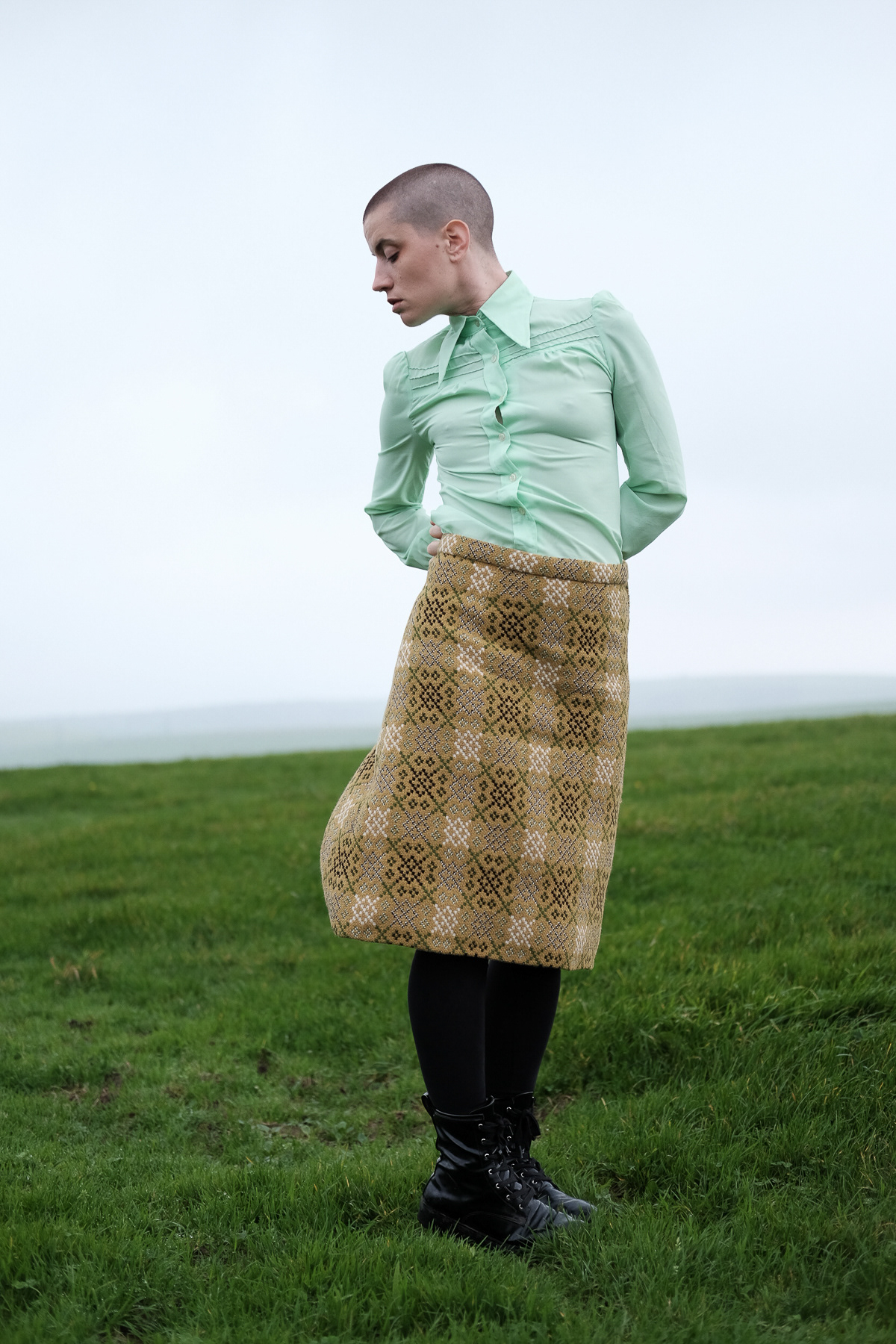 Female model fashion brand shoot in nature