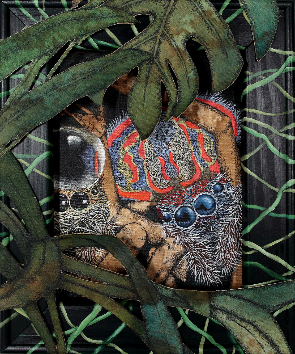 Peek into the Utopia / ink, coffee, acrylic on canvas /  25cm x 30cm / 2020 / private collection