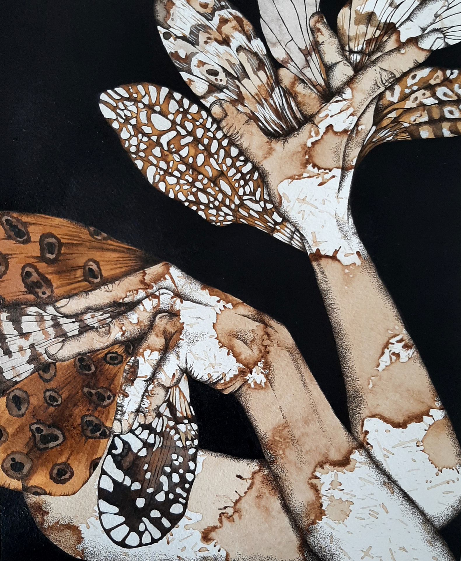 Bloom / 24cm x 30cm / ink, coffee, acrylic on paper / 2021 / private collection