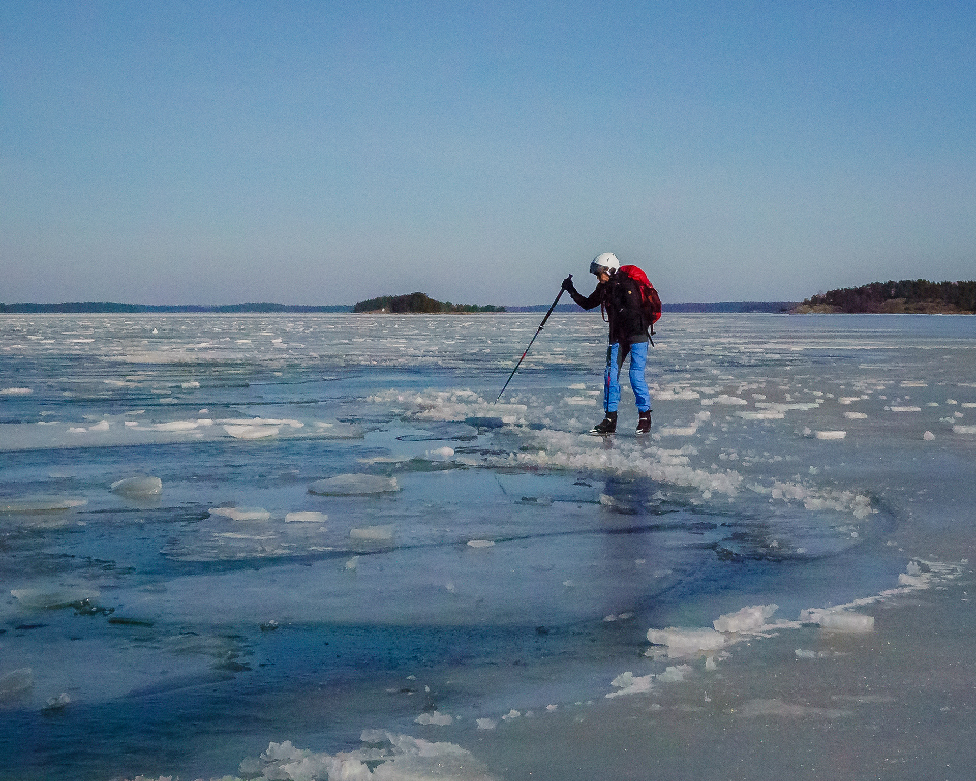 Checking if the ice is strong enough (it was not)