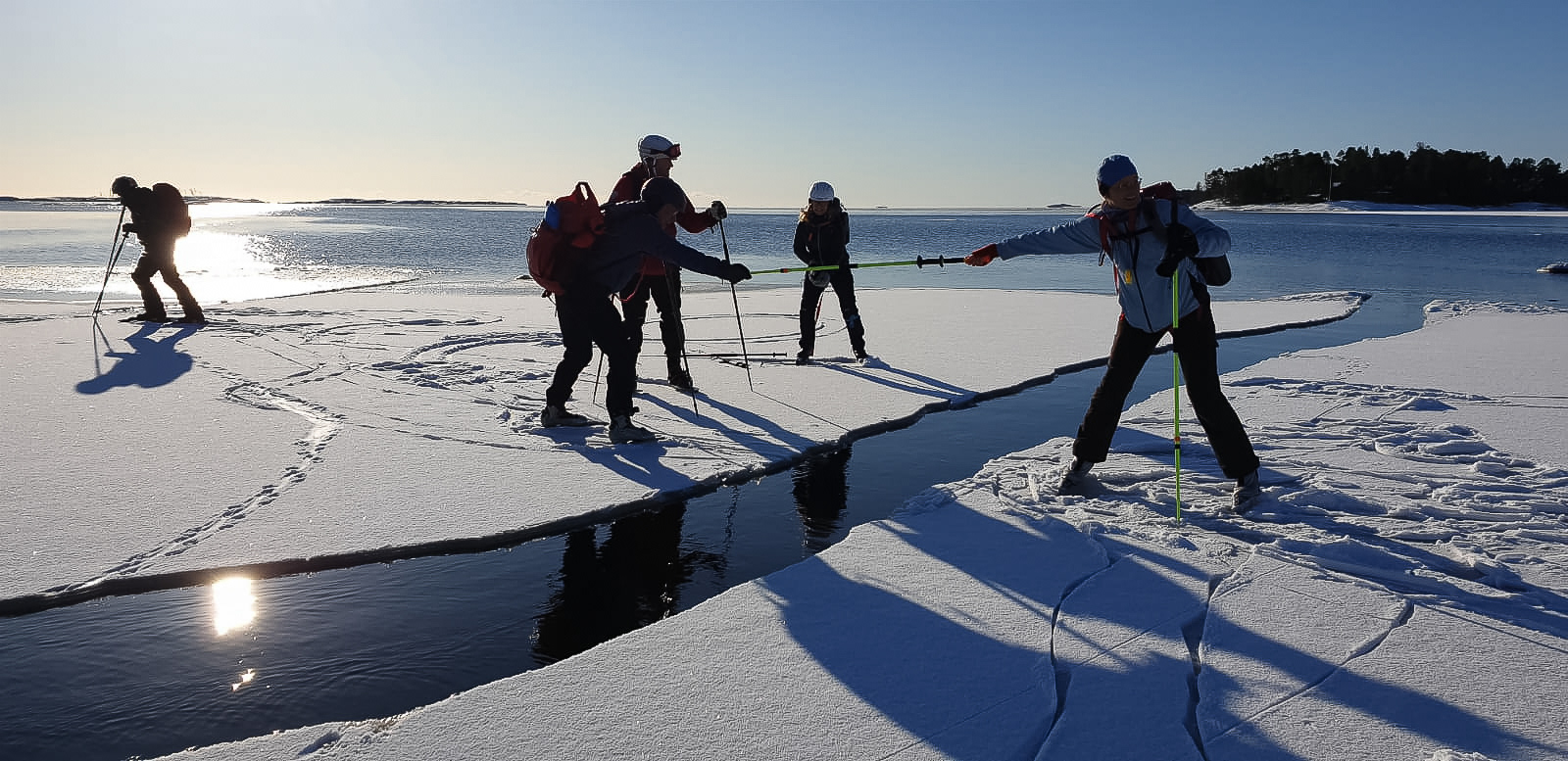 Pulling my friends back when their ice floe started drifting out to sea