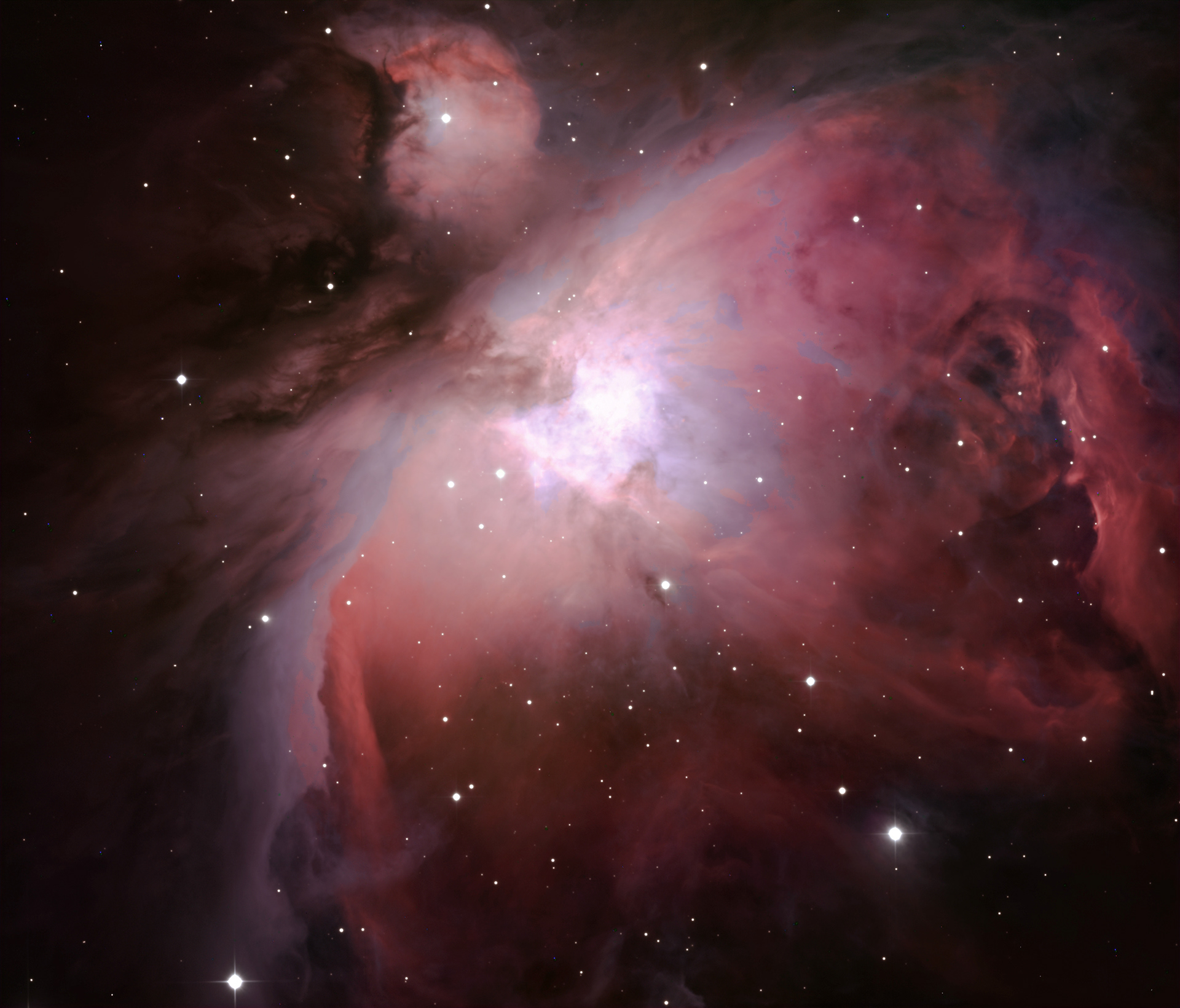 The Great Orion Nebula (M42), a stellar nursery glowing with ionised hydrogen and scattered starlight, captured in LRGB.