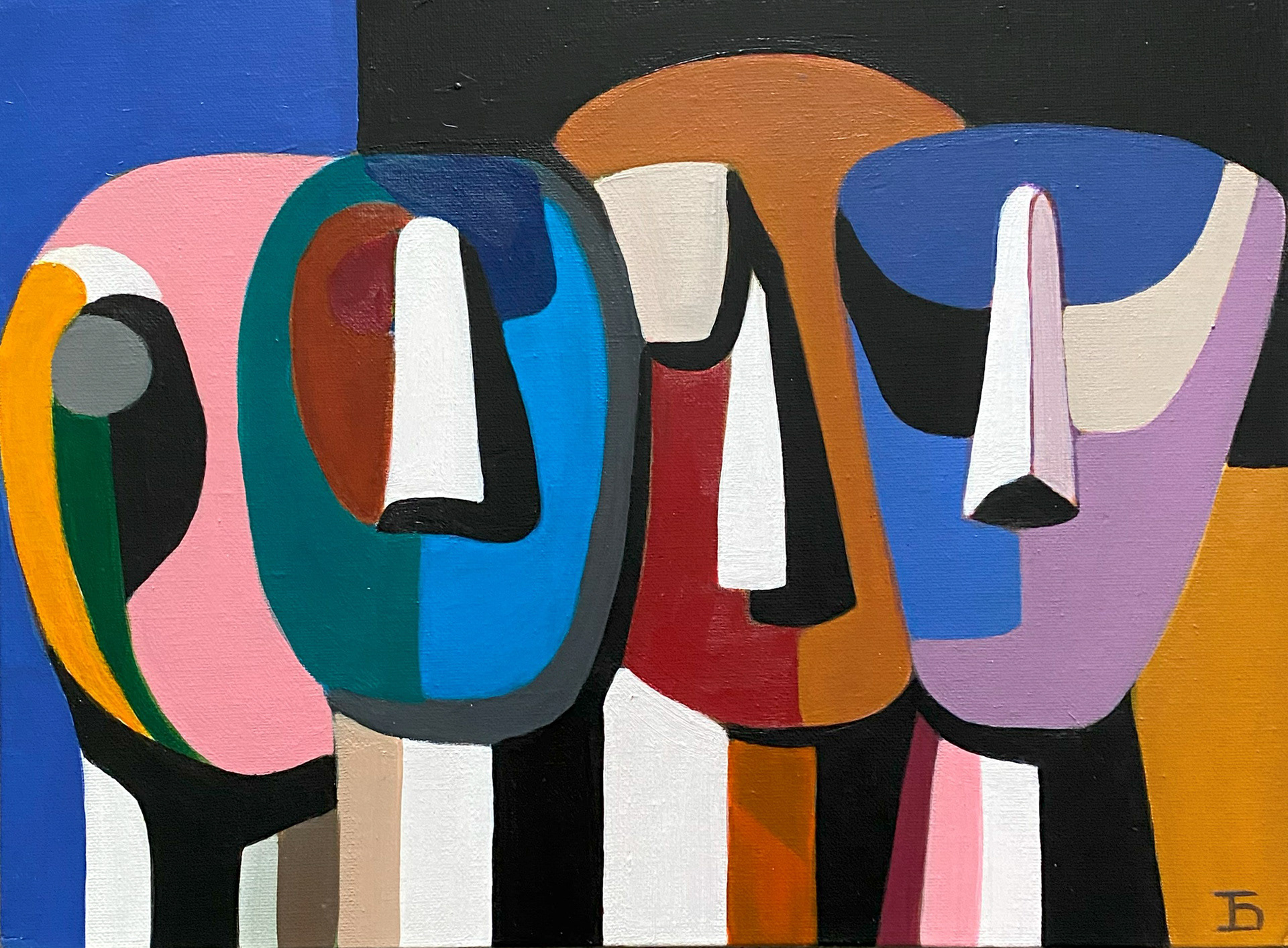 " parallaxis " 2021, acrylic on wood , 30 x 40 cm