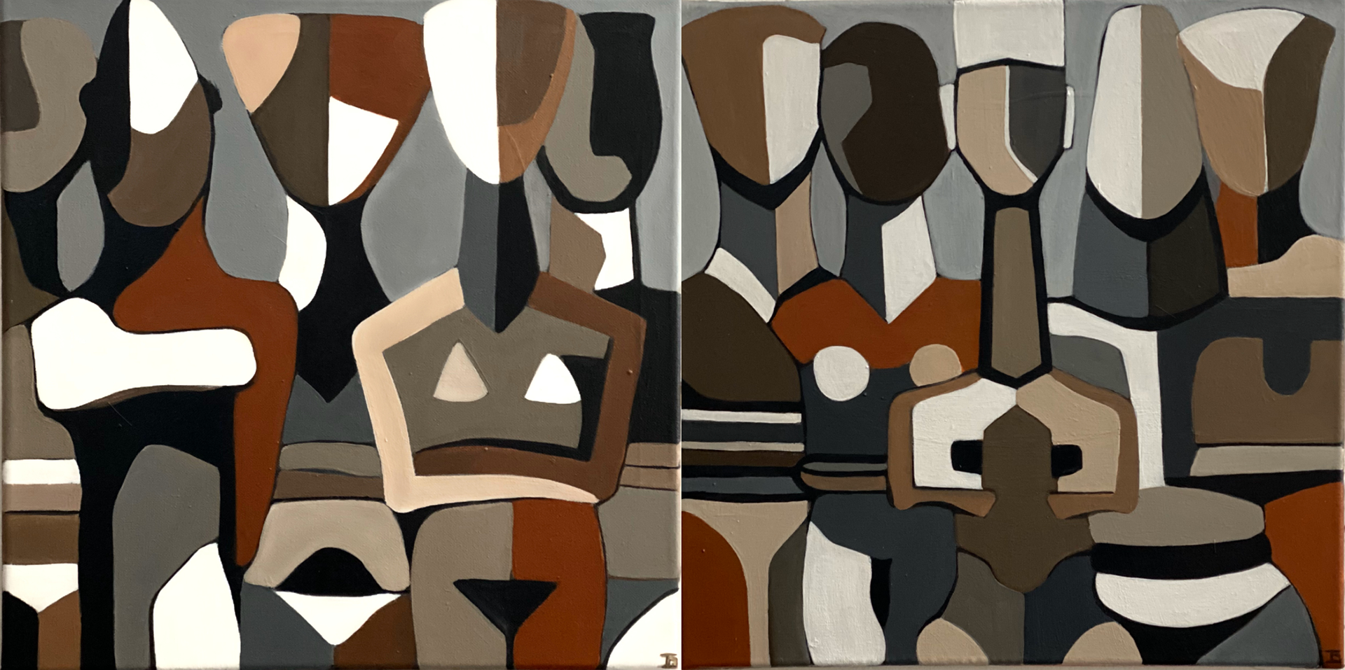 " Polymorphic " 2021, 2 PANEL PAINTING, 40 x 80 cm, acrylic on canvas