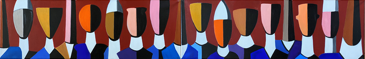 " Parody " 2021, 2 PANEL PAINTING, acrylic on canvas, 20 x 120 cm