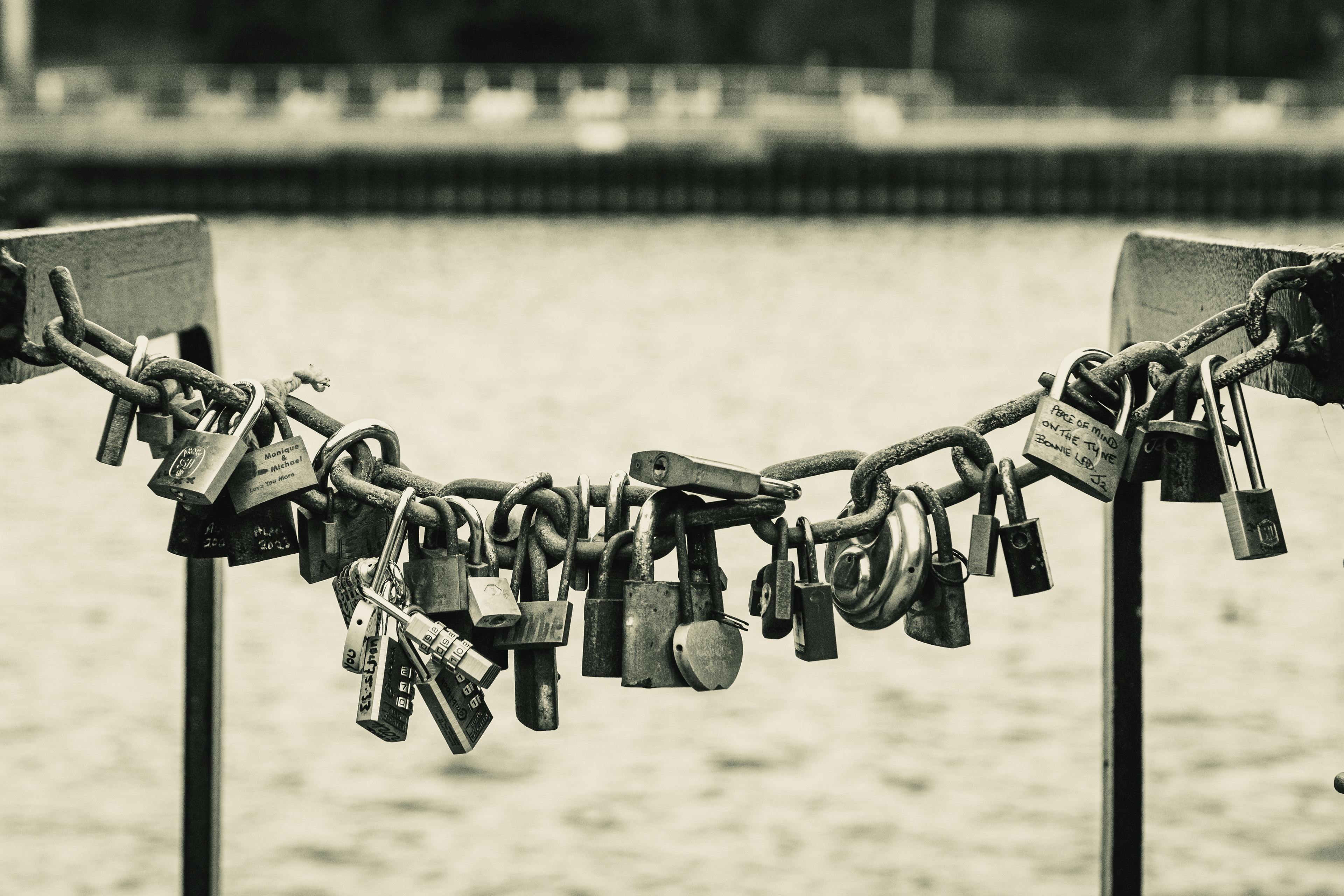 Locks on the Quayside in Newcastle