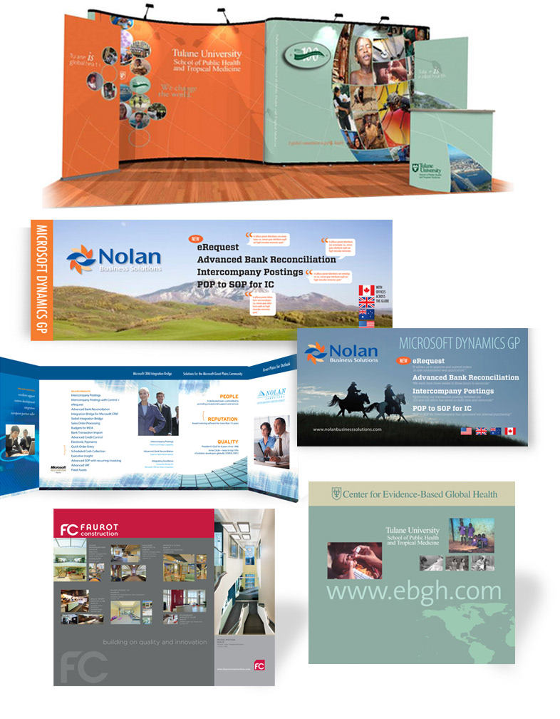 Trade show design including booth displays and pull-up banners