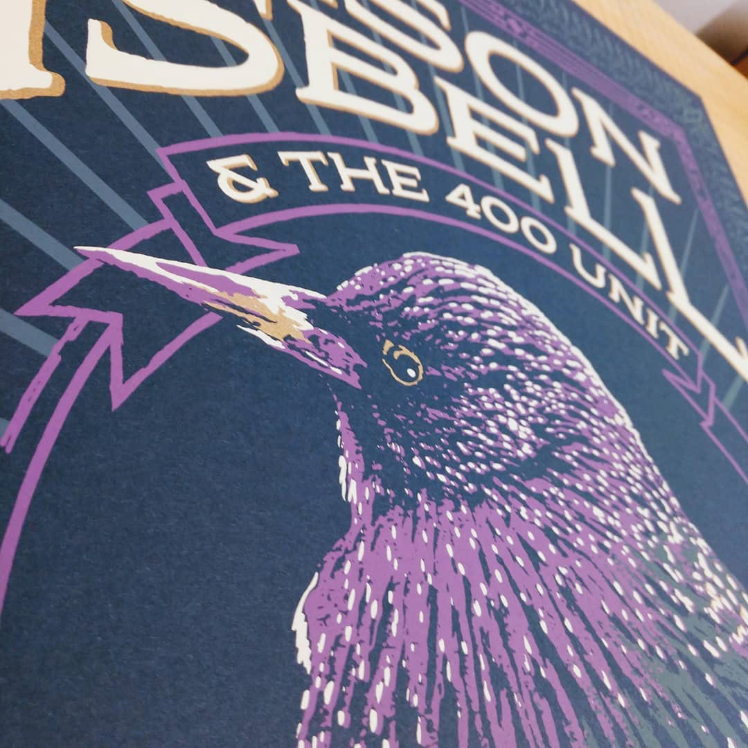 Detail showing metallic gold ink.