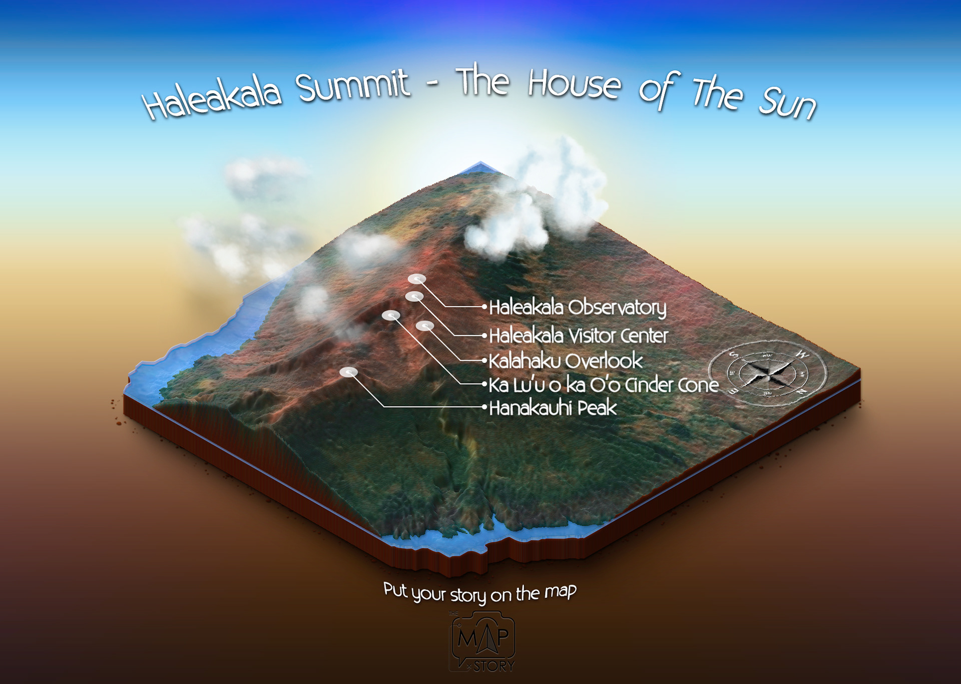 My first crack at making a 3D isometric map of Haleakala Summit.