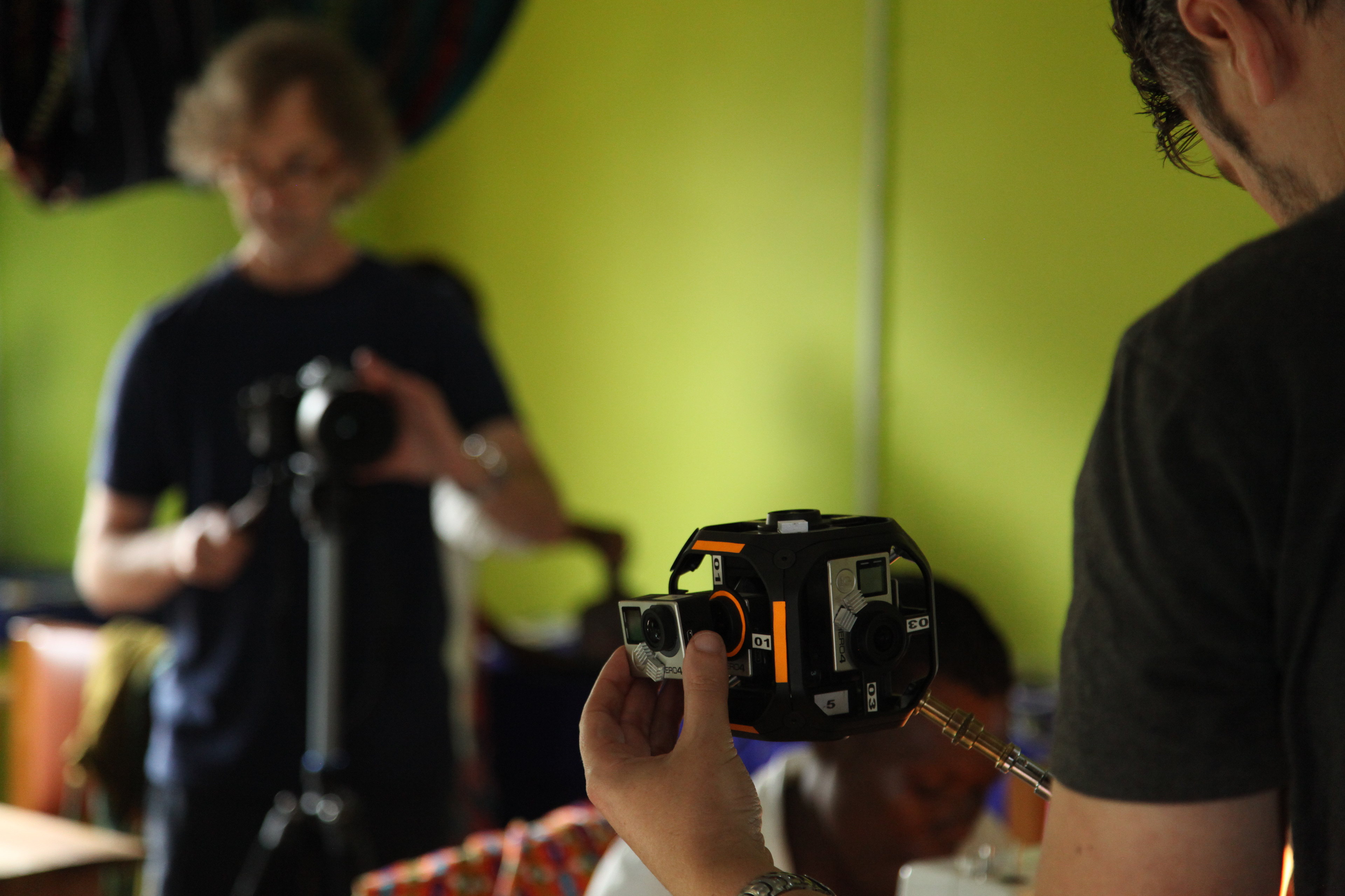 Checking on the 360 camera rig